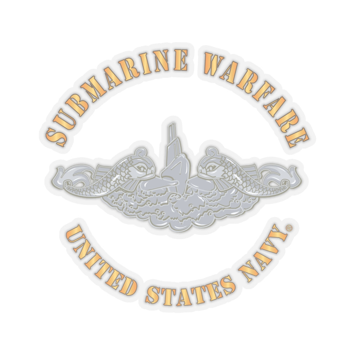 Kiss-Cut Stickers - Navy - Submarine Badge - Silver