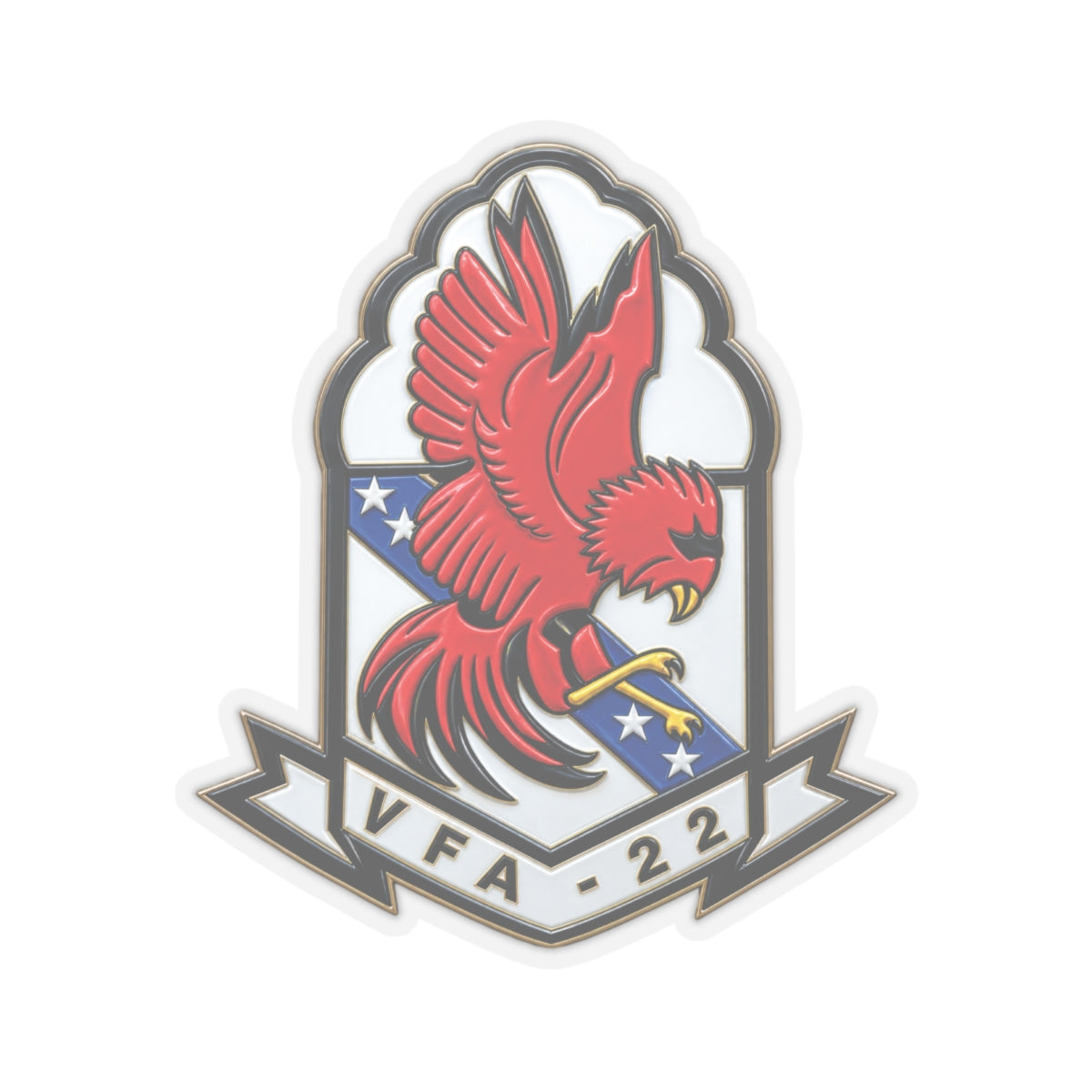 Kiss-Cut Stickers - Strike Fighter Squadron 22nd - SSI without Txt - Fighting Redcocks - 3D - Enhanced
