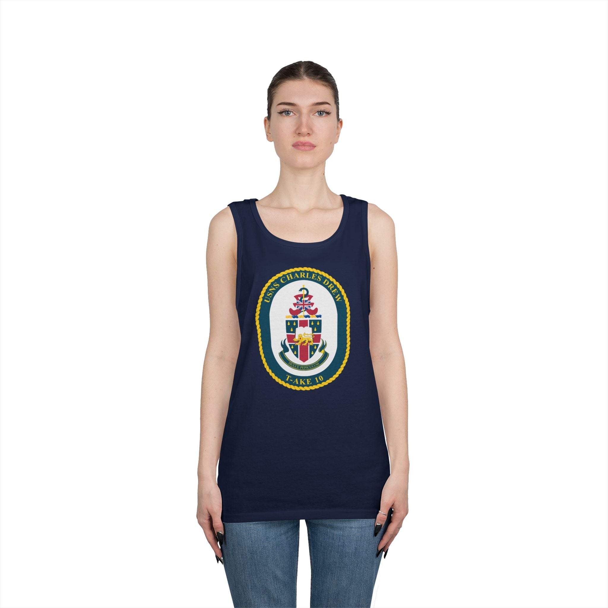 Unisex Heavy Cotton Tank Top - Navy - USNS Charles Drew (T-AKE 10) wo txt
