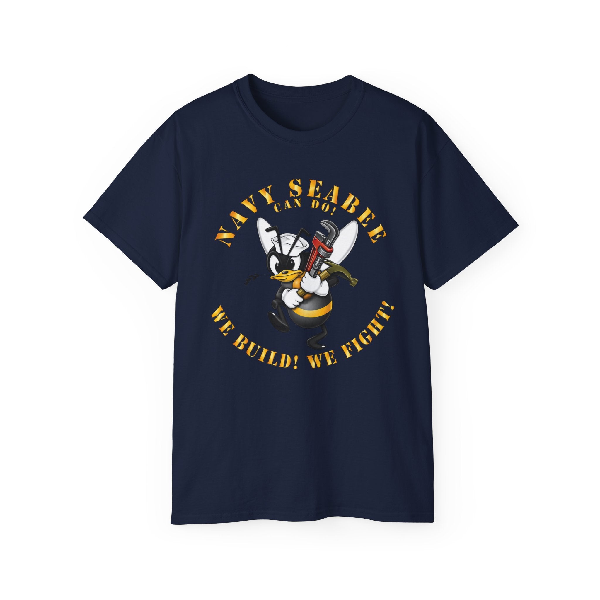 Unisex Ultra Cotton T-Shirt - Navy - Navy SeaBee - w Wrench and Hammer X 300