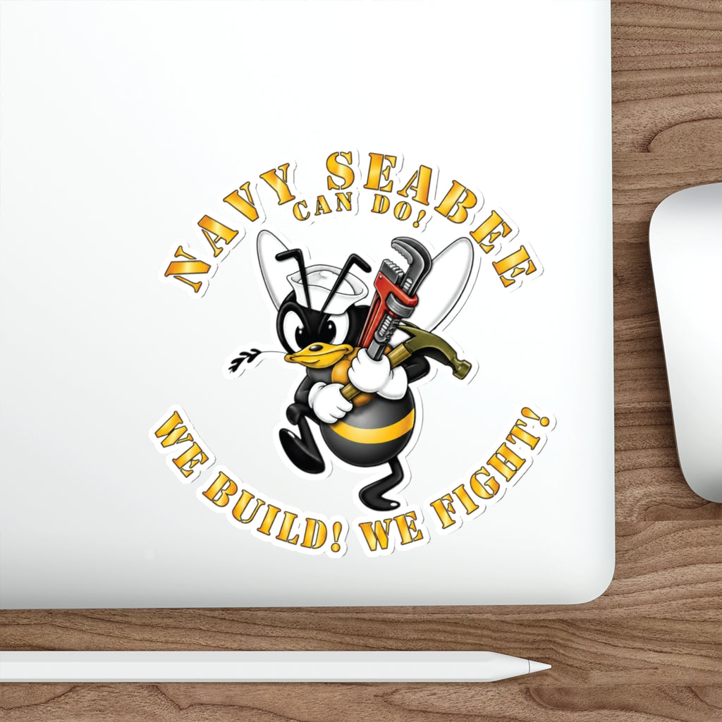 Die-Cut Vinyl Sticker - Navy - Navy SeaBee - w Wrench and Hammer X 300