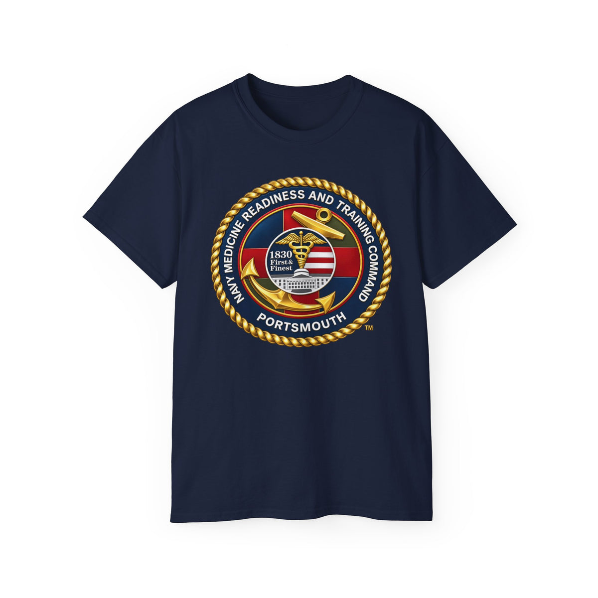 Unisex Ultra Cotton T-Shirt - Navy - Naval Medical Center Portsmouth wo txt - 3D - Enhanced