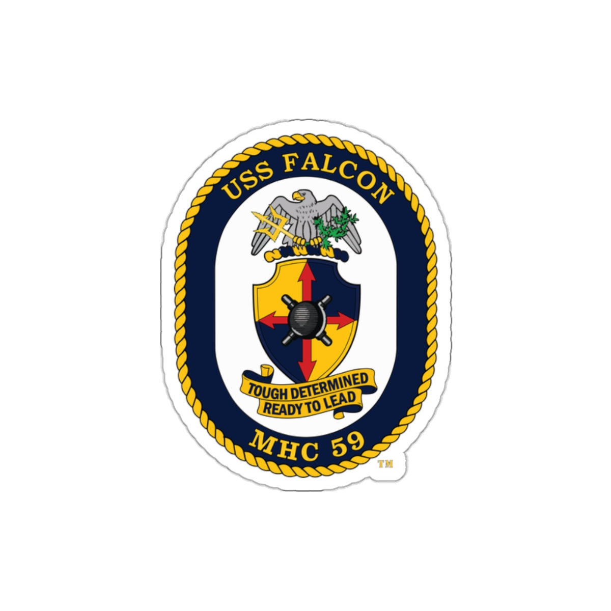 Die-Cut Vinyl Sticker - Navy - USS Falcon (MHC-59) wo txt