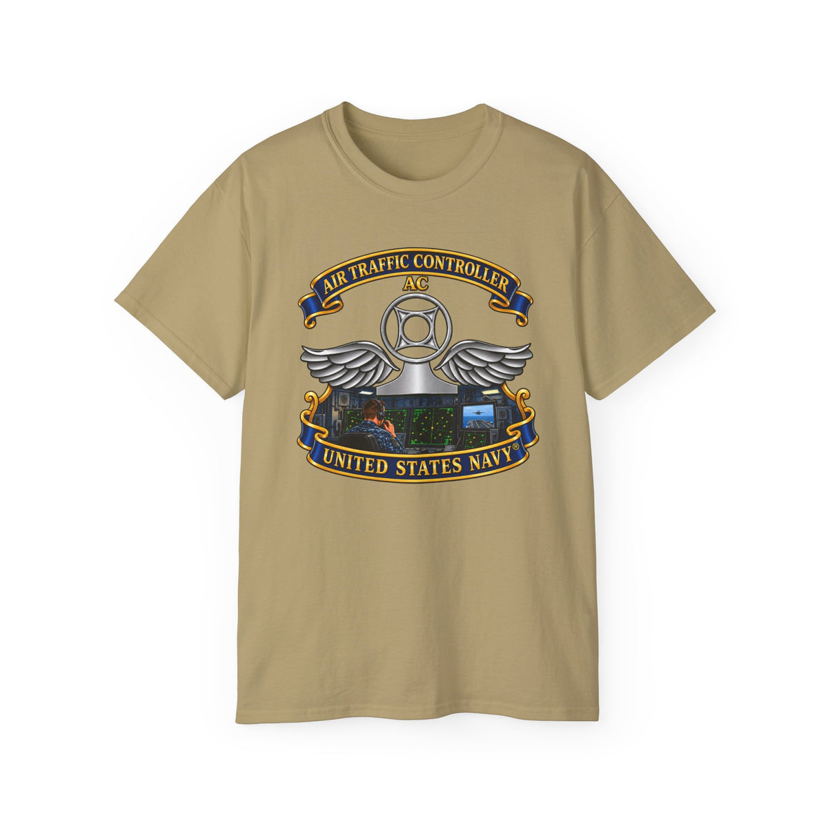 Unisex Ultra Cotton T-Shirt - Navy - Rate - Air Traffic Controller (AC) - Shipboard Version  3D - Enhanced