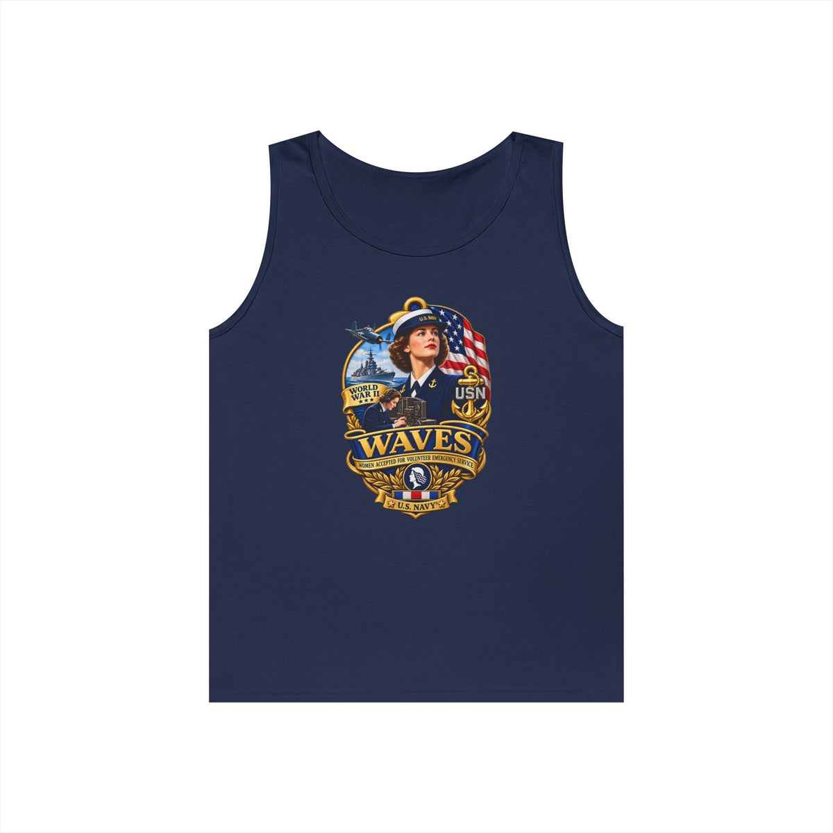 Unisex Heavy Cotton Tank Top - WAVES - Women Accepted for Volunteer Emergency Service WWII - 3D - Enhanced