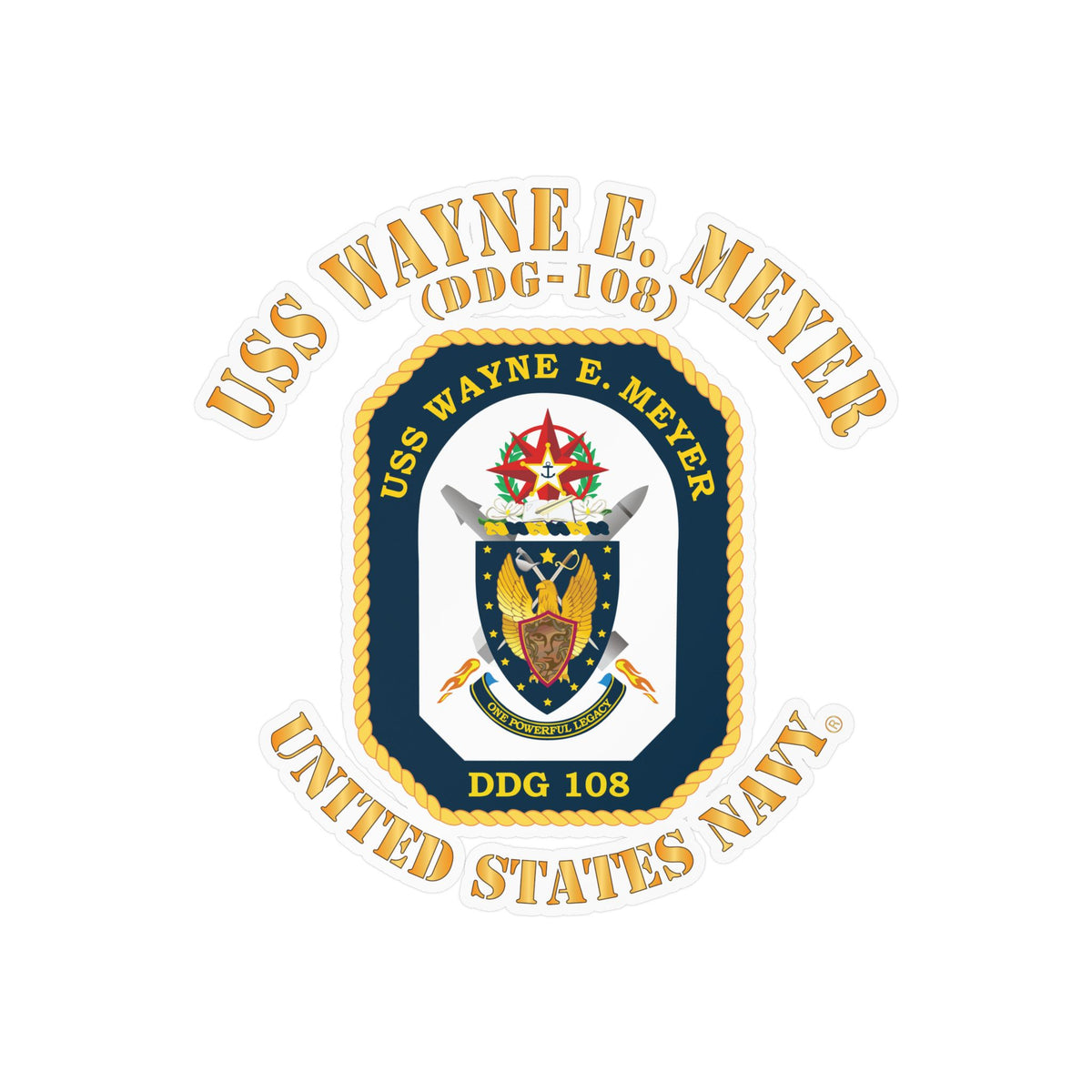 Kiss-Cut Vinyl Decal - Navy - USS Wayne E. Meyer (DDG-108) X 300