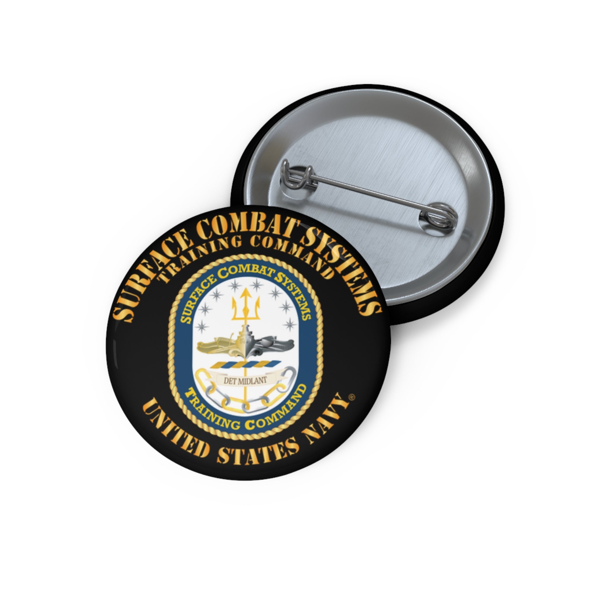 Custom Pin Button - Navy - Surface Combat Systems Training Command - DET MIDLANT