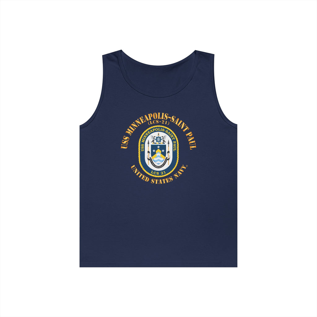 Unisex Heavy Cotton Tank Top - Navy - USS Minneapolis–Saint Paul (LCS-21)