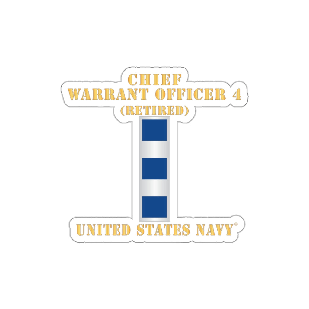 Die-Cut Vinyl Sticker - Navy - Chief Warrant Officer 4 - CW04 - Retired