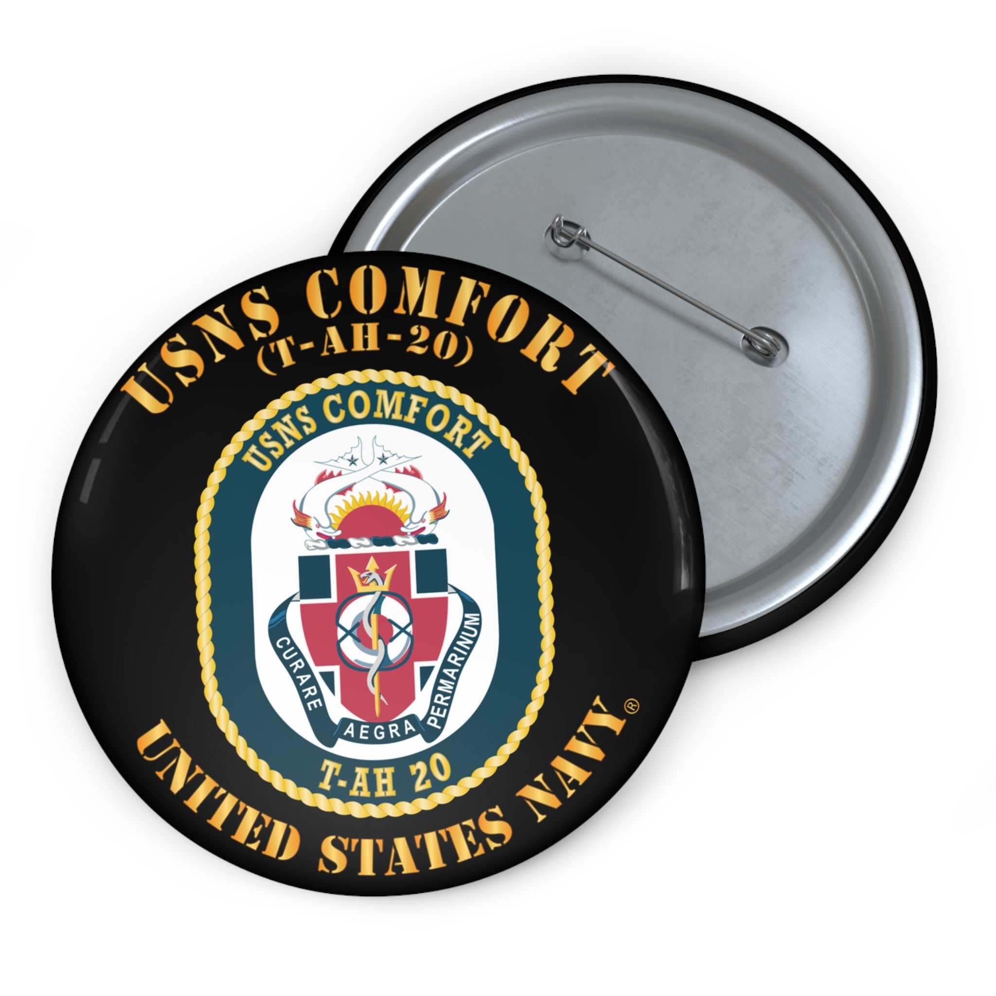 Custom Pin Button - Navy - USNS Comfort (T-AH-20)