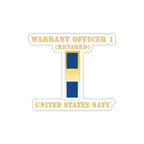 Die-Cut Vinyl Sticker - Navy - Warrant Officer 1 - Retired