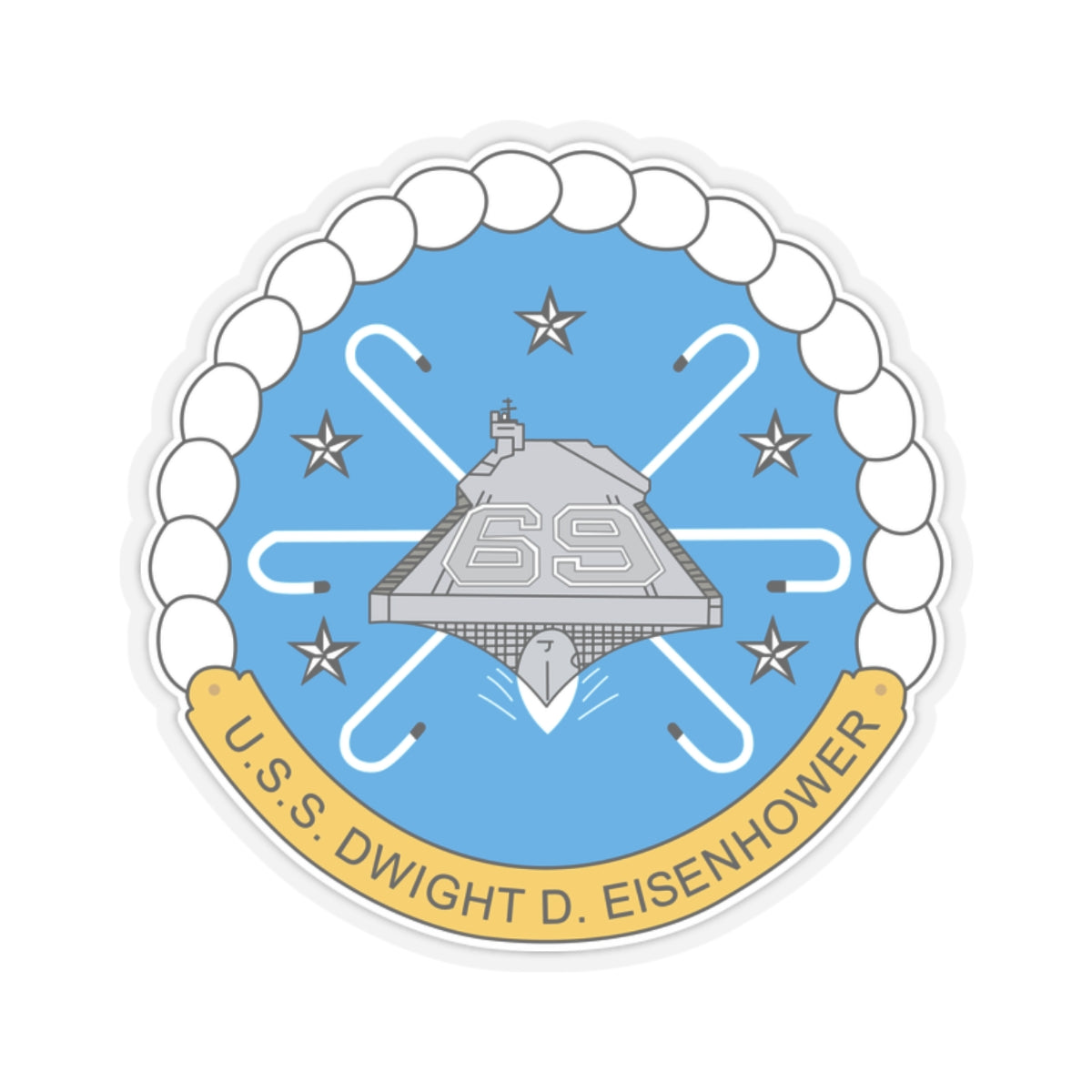 Kiss-Cut Stickers - USS Dwight D. Eisenhower (CVN-69) Crest wo Txt