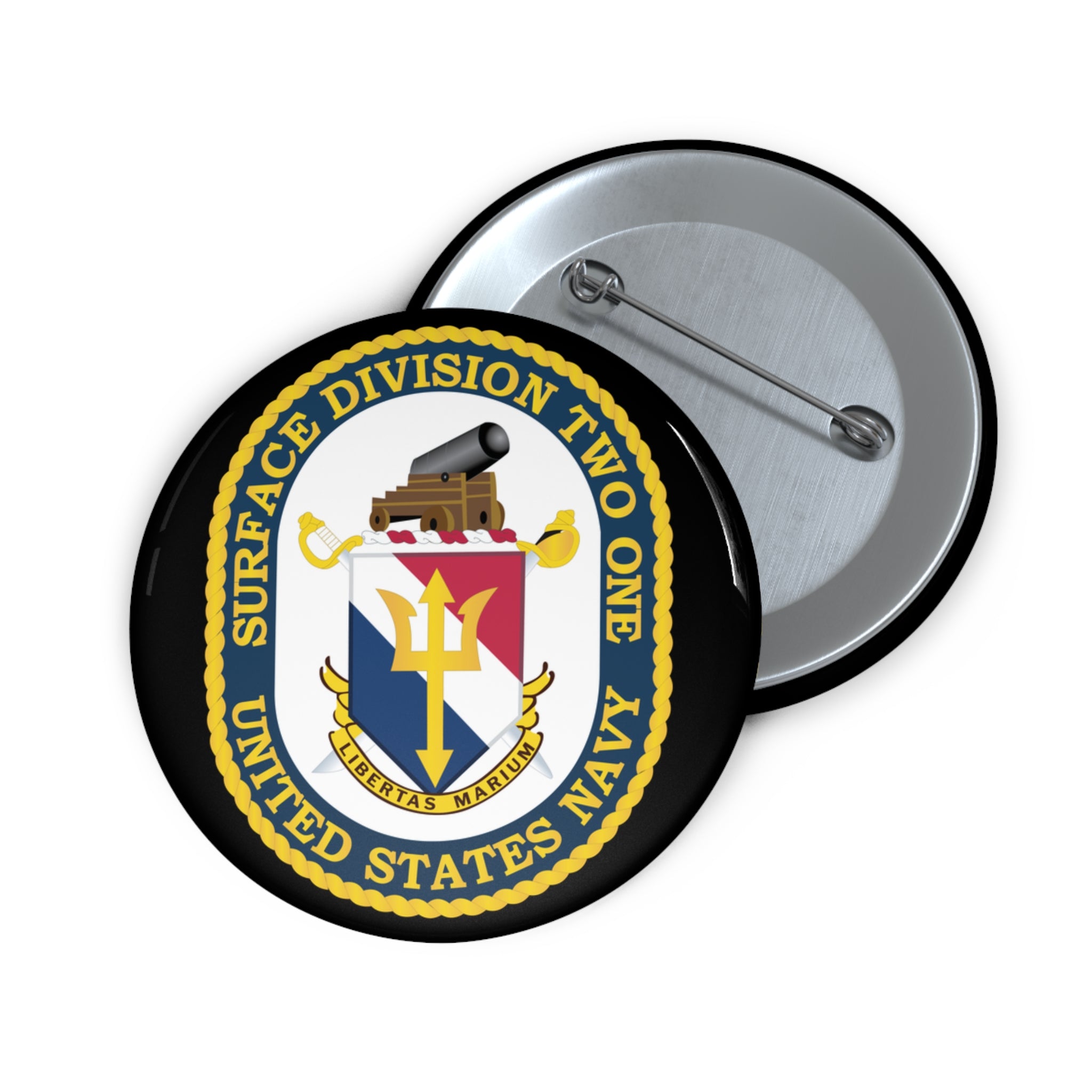 Custom Pin Button - Navy - Surface Division 21 wo txt
