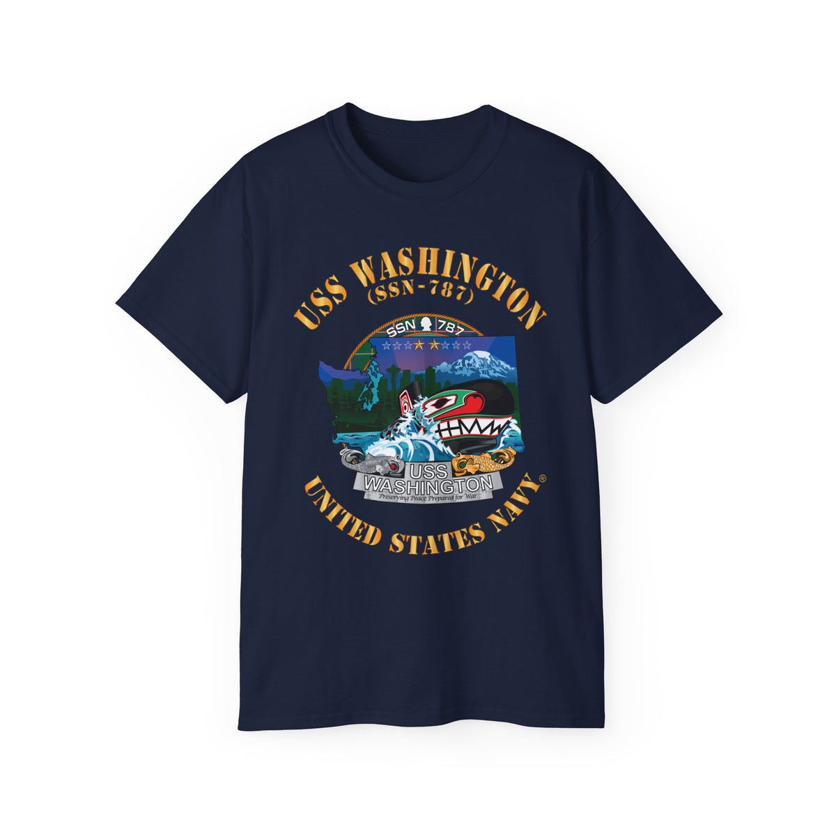 Unisex Ultra Cotton T-Shirt - Navy - USS Washington (SSN-787) X 300