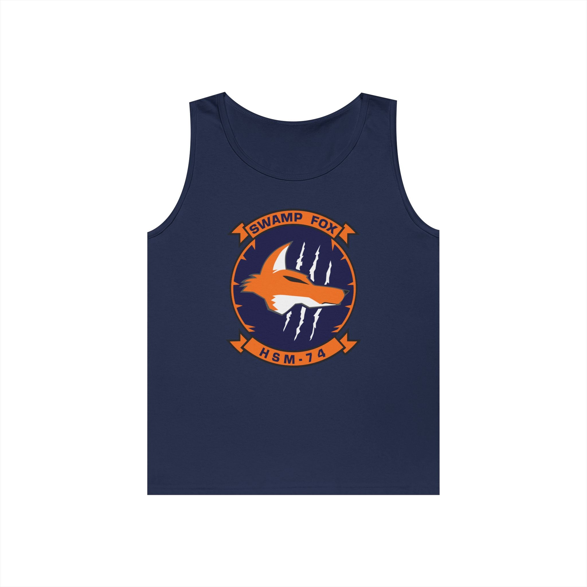 Unisex Heavy Cotton Tank Top - Navy - Helicopter Maritime Strike Seven Four (HSM-74) wo txt