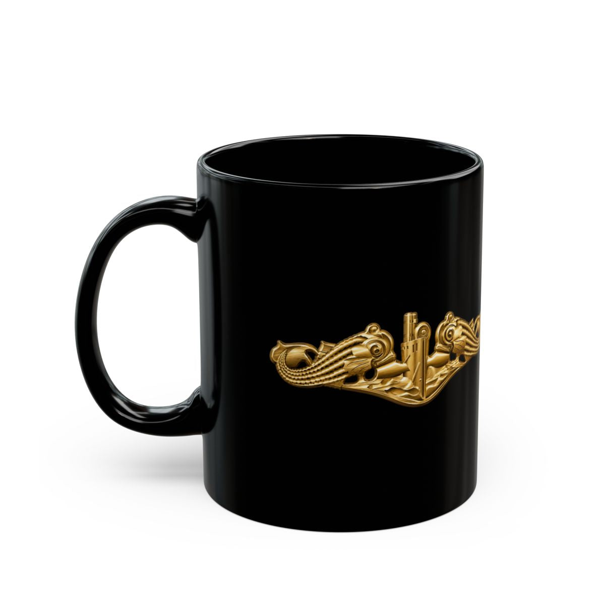Black Mug (11oz, 15oz) - Navy - Badge - Submarine Warfare wo txt - Officer - 3D - Enhanced