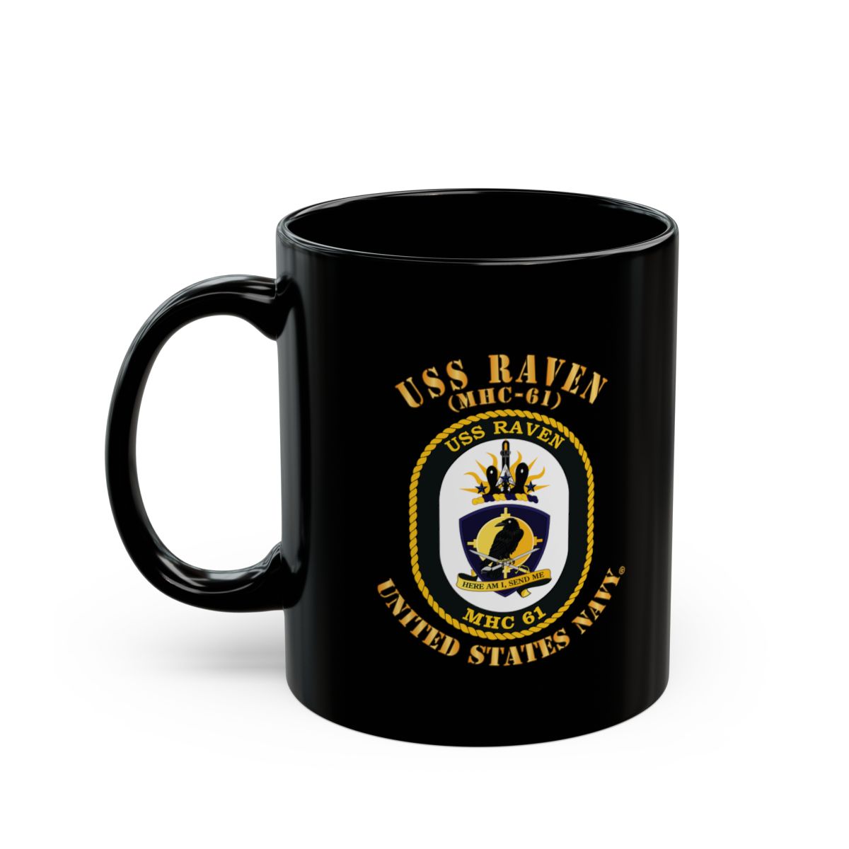 Black Mug (11oz, 15oz) - Navy - USS Raven (MHC-61)