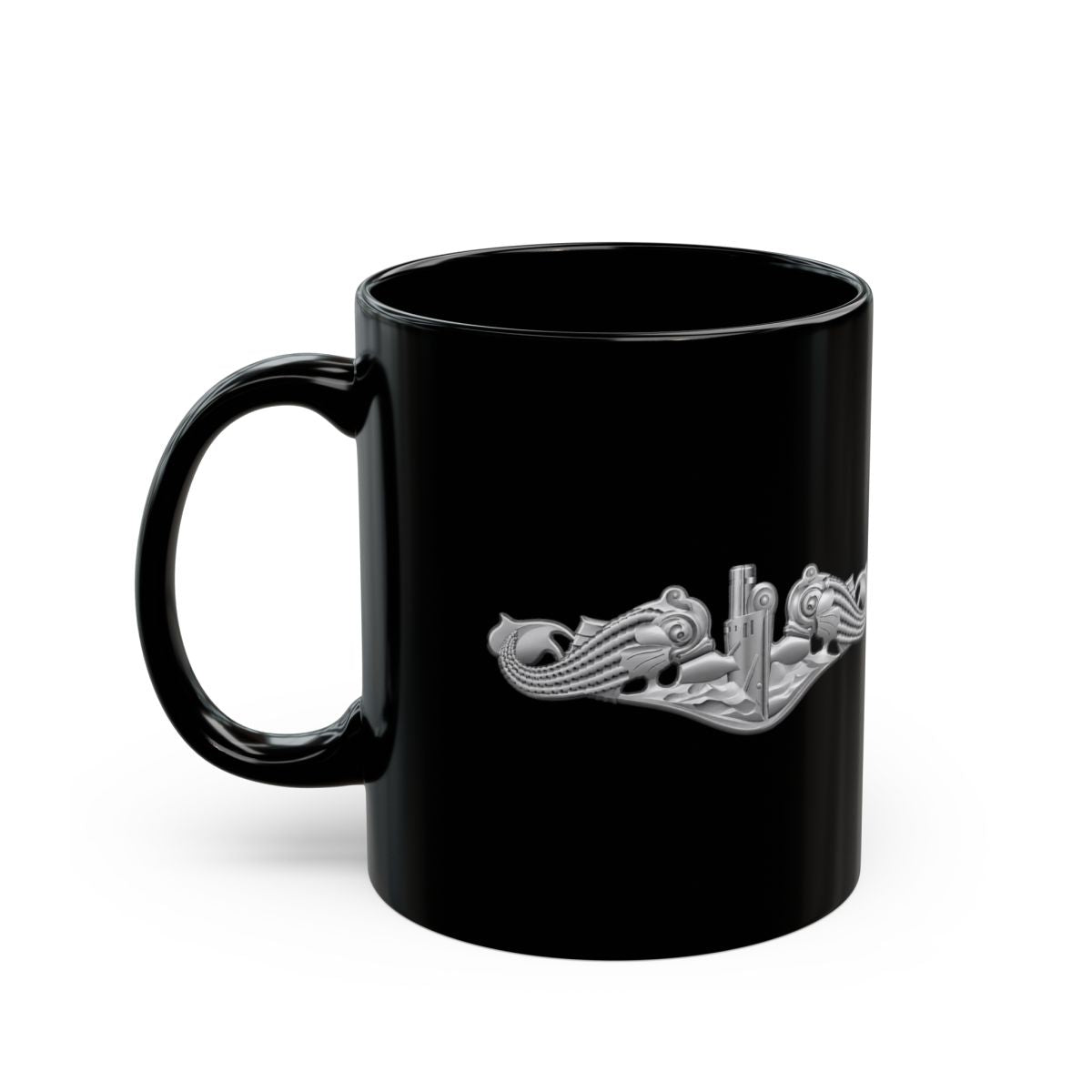 Black Mug (11oz, 15oz) - Navy - Badge - Submarine Warfare wo txt - Enlisted - 3D - Enhanced