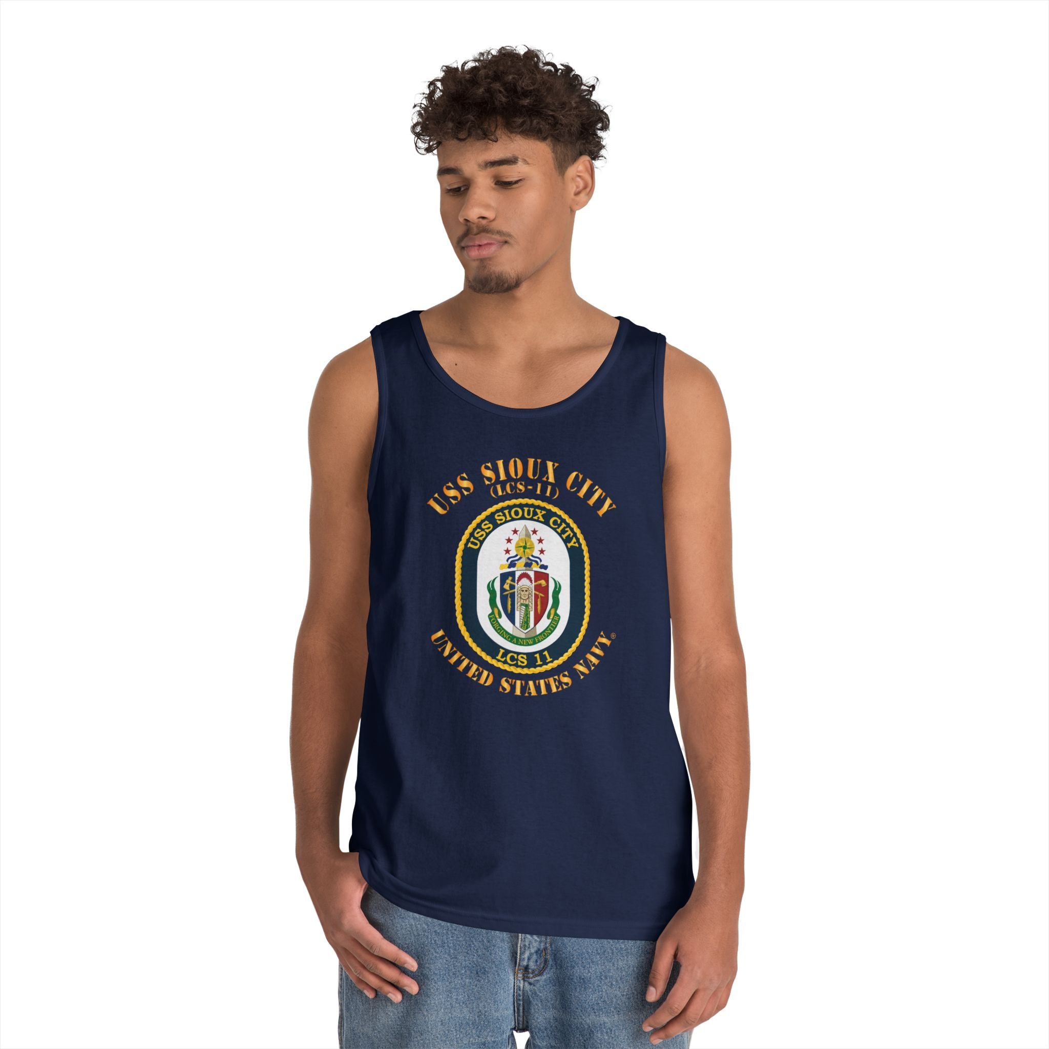 Unisex Heavy Cotton Tank Top - Navy - USS Sioux City (LCS-11)