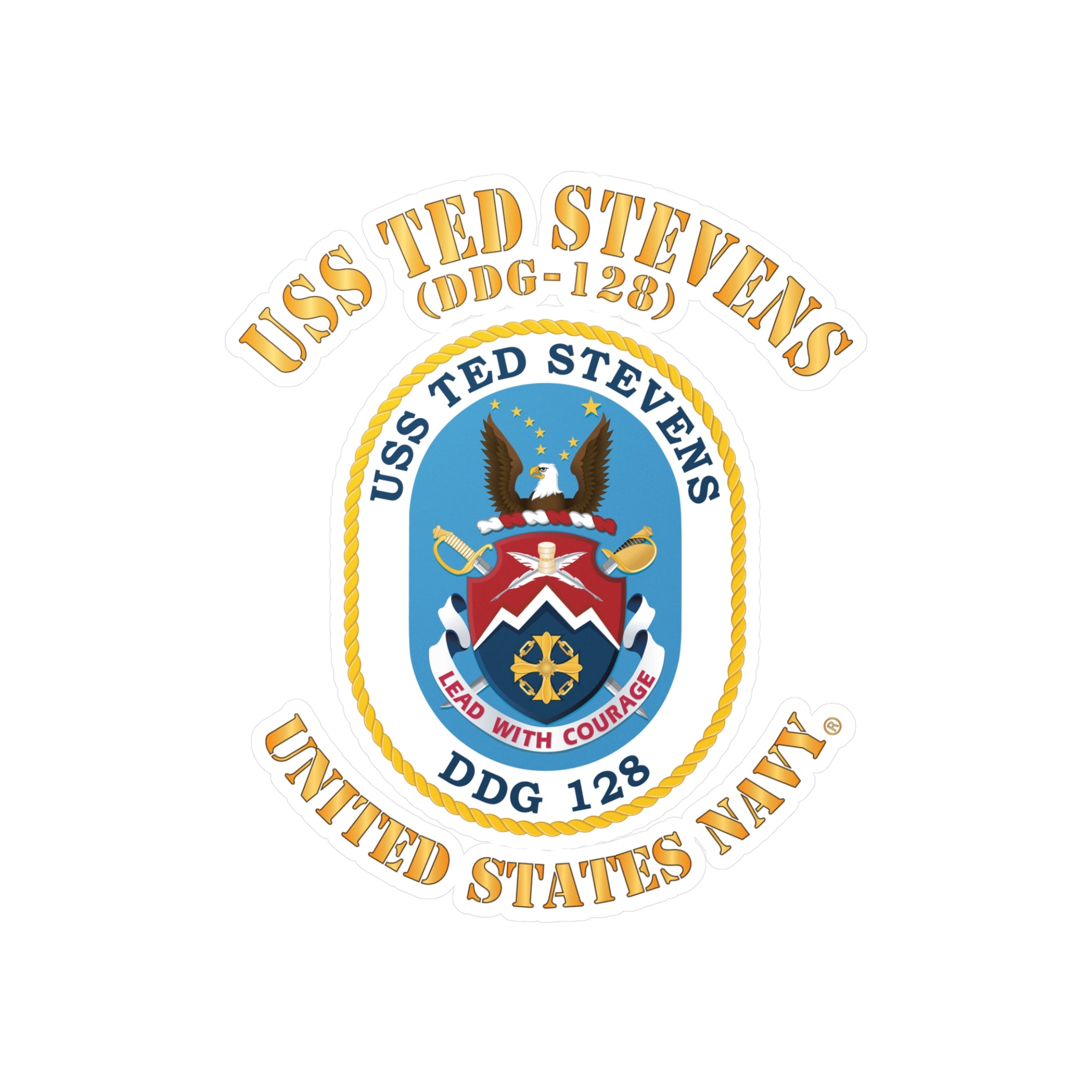 Kiss-Cut Vinyl Decal - Navy - USS Ted Stevens (DDG-128)