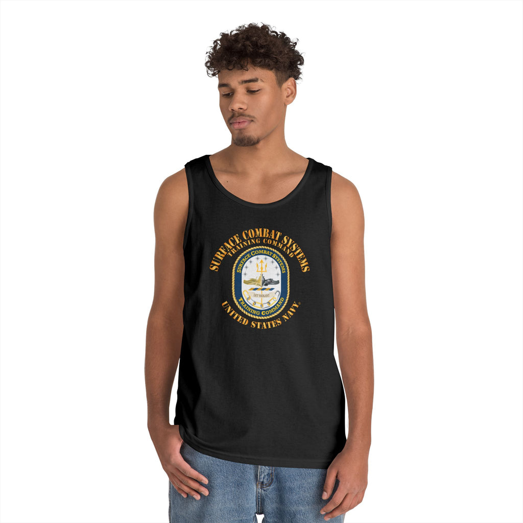 Unisex Heavy Cotton Tank Top - Navy - Surface Combat Systems Training Command - DET MIDLANT