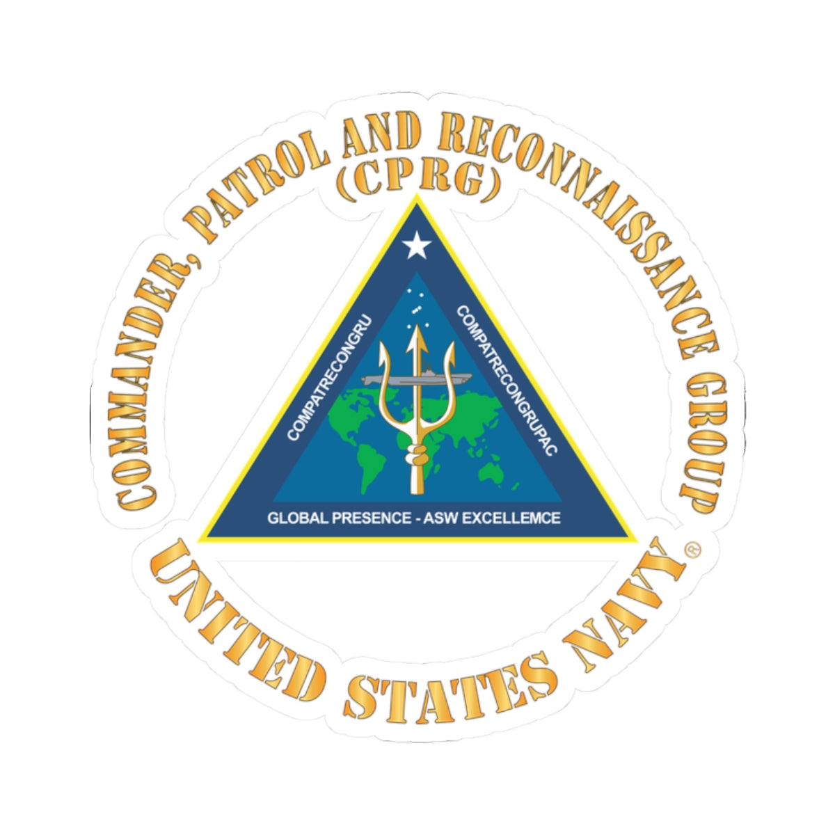 Kiss-Cut Stickers - Navy - Commander, Patrol and Reconnaissance Group - CPRG X 300