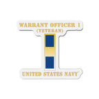 Die-Cut Magnet - Navy - Warrant Officer 1 - Veteran