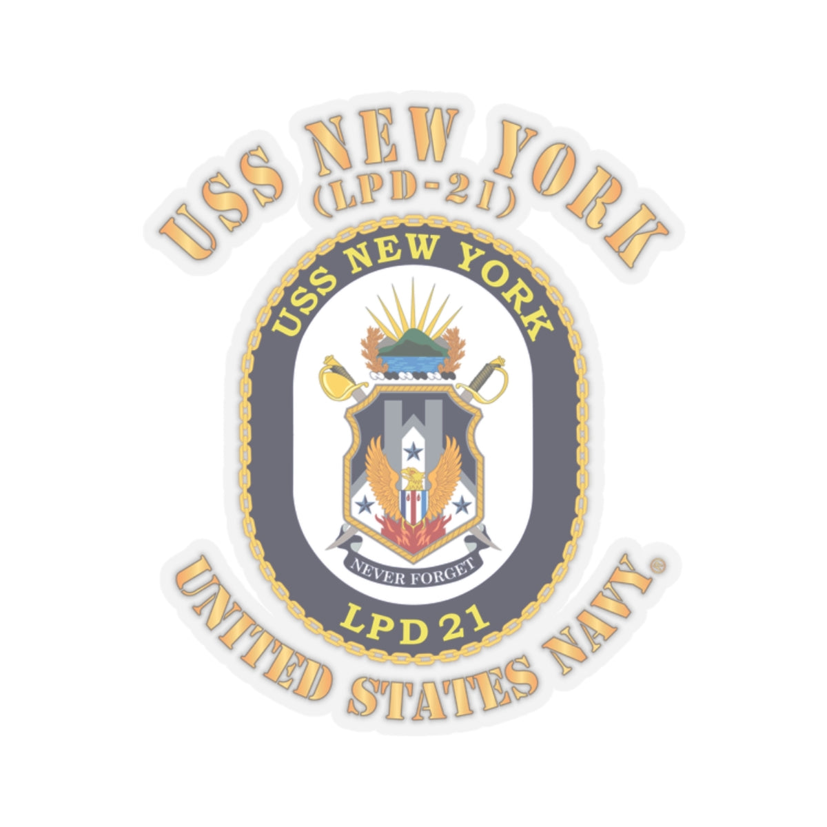 Kiss-Cut Stickers - Navy - USS New York (LPD-21) X 300