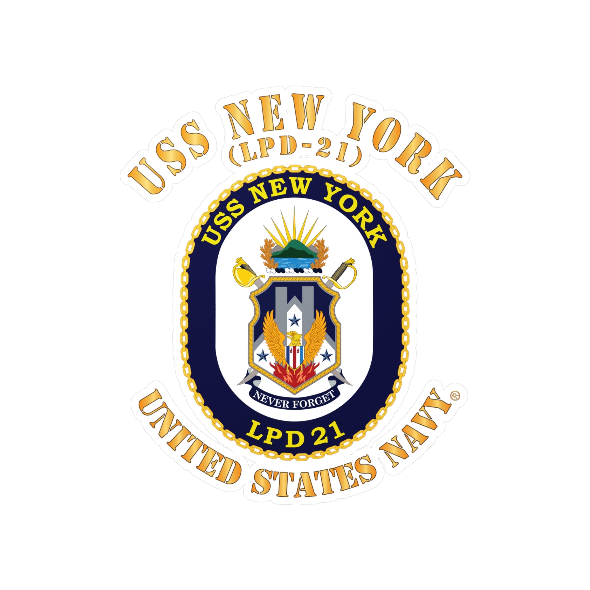 Kiss-Cut Vinyl Decal - Navy - USS New York (LPD-21) X 300