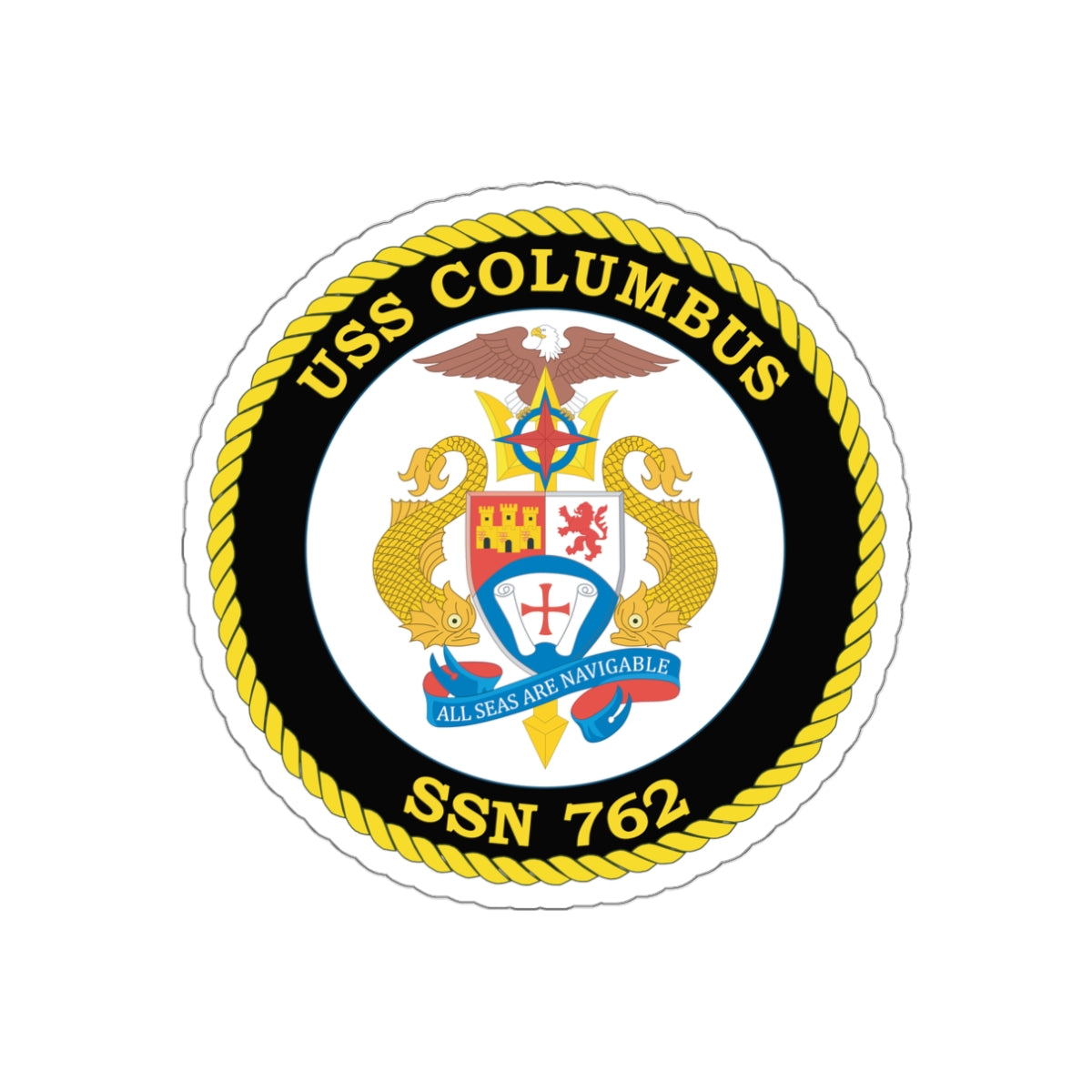 Die-Cut Vinyl Sticker - Navy - USS Columbus (SSN-762) wo txt