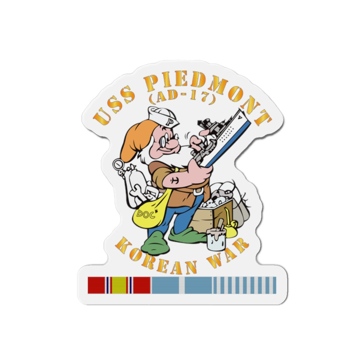 Die-Cut Magnet - Navy - USS Piedmont (AD-17) w KOREA SVC - Korean War