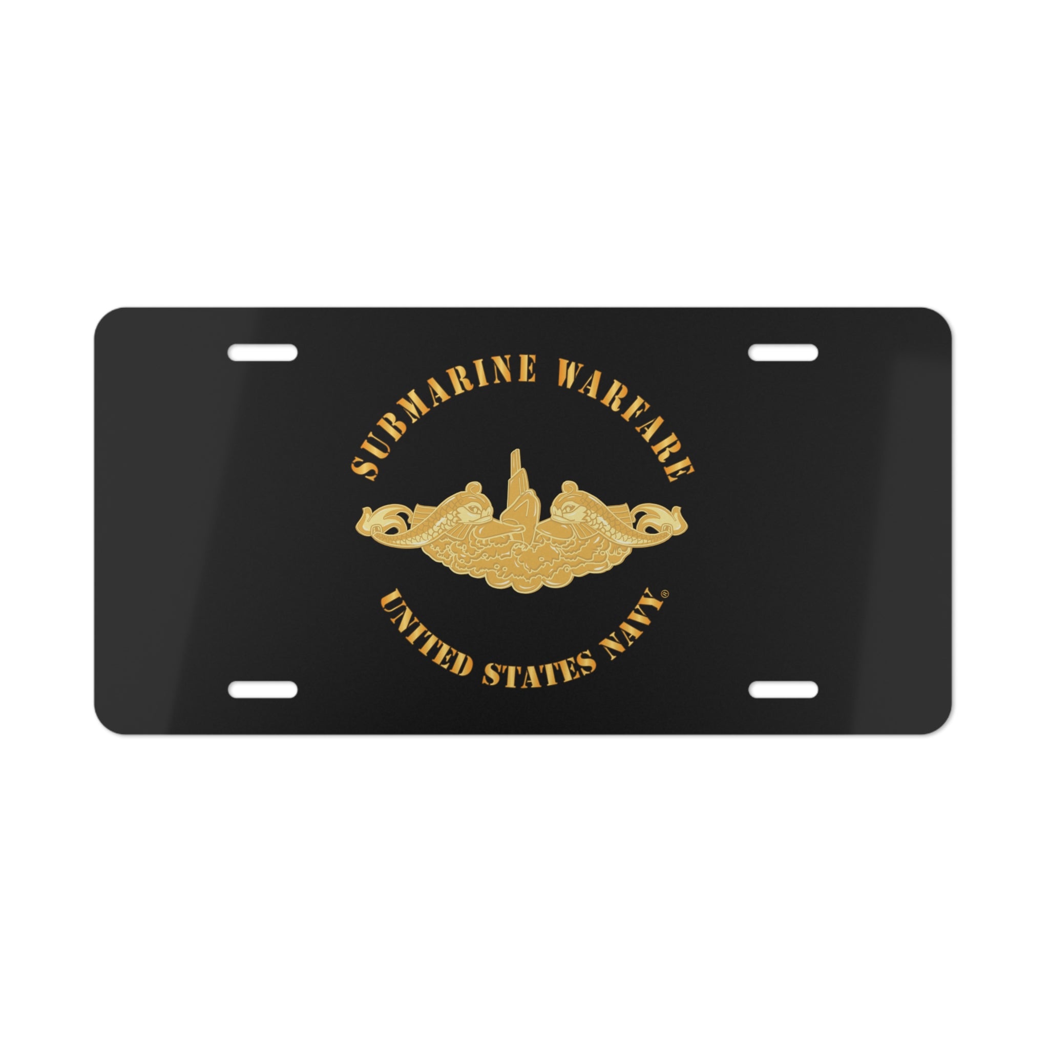 Vanity License Plate - Navy - Submarine Badge - Gold