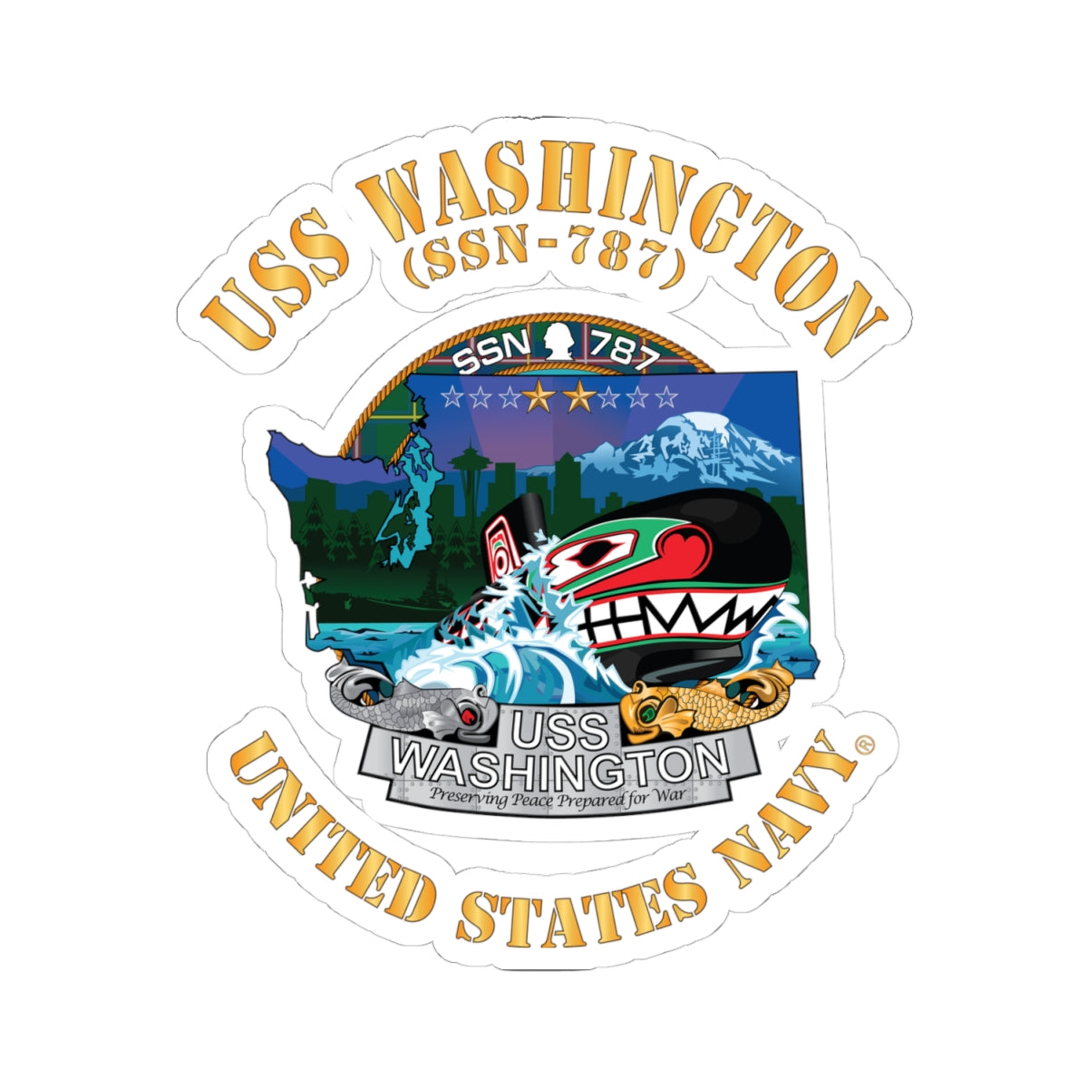 Kiss-Cut Stickers - Navy - USS Washington (SSN-787) X 300