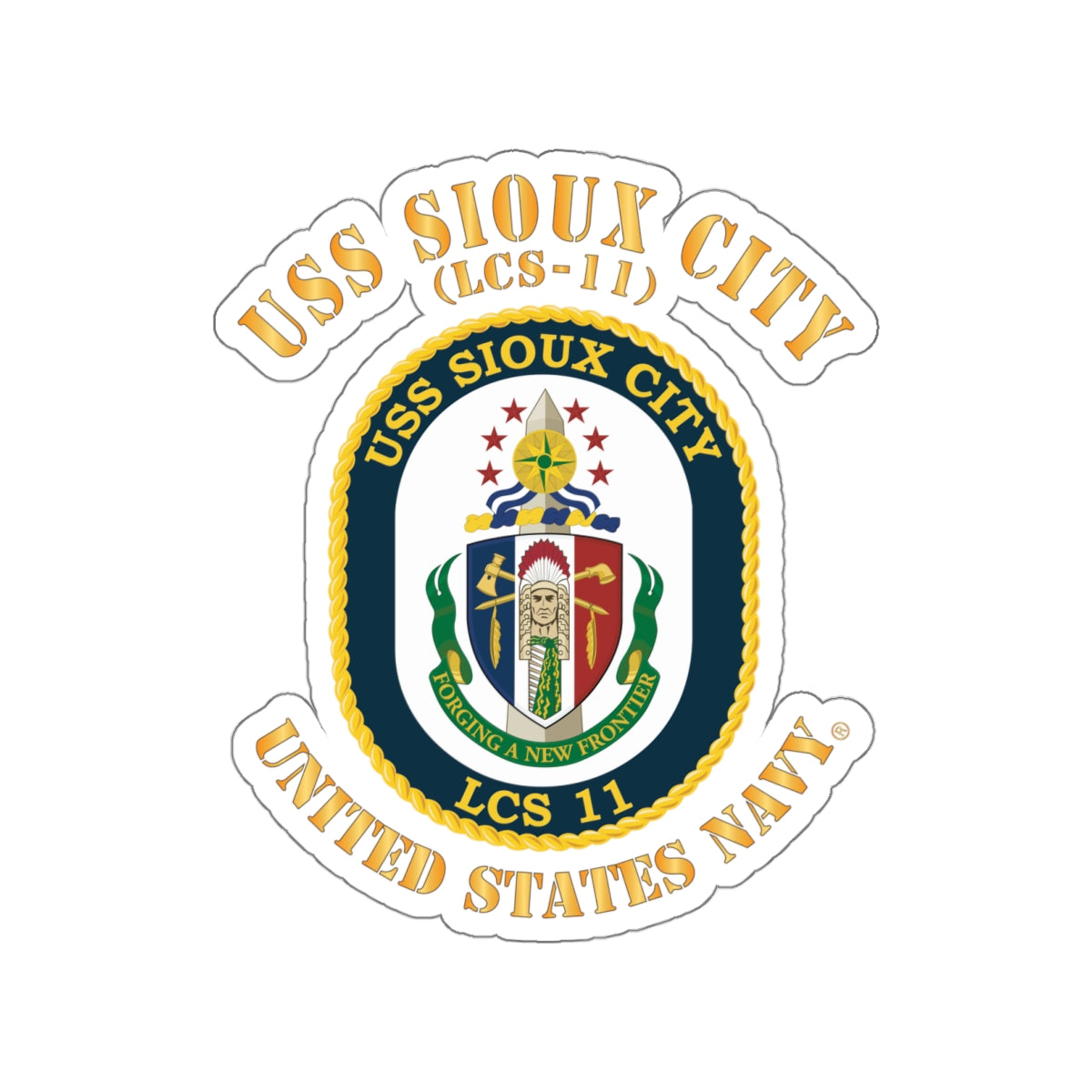 Die-Cut Vinyl Sticker - Navy - USS Sioux City (LCS-11)