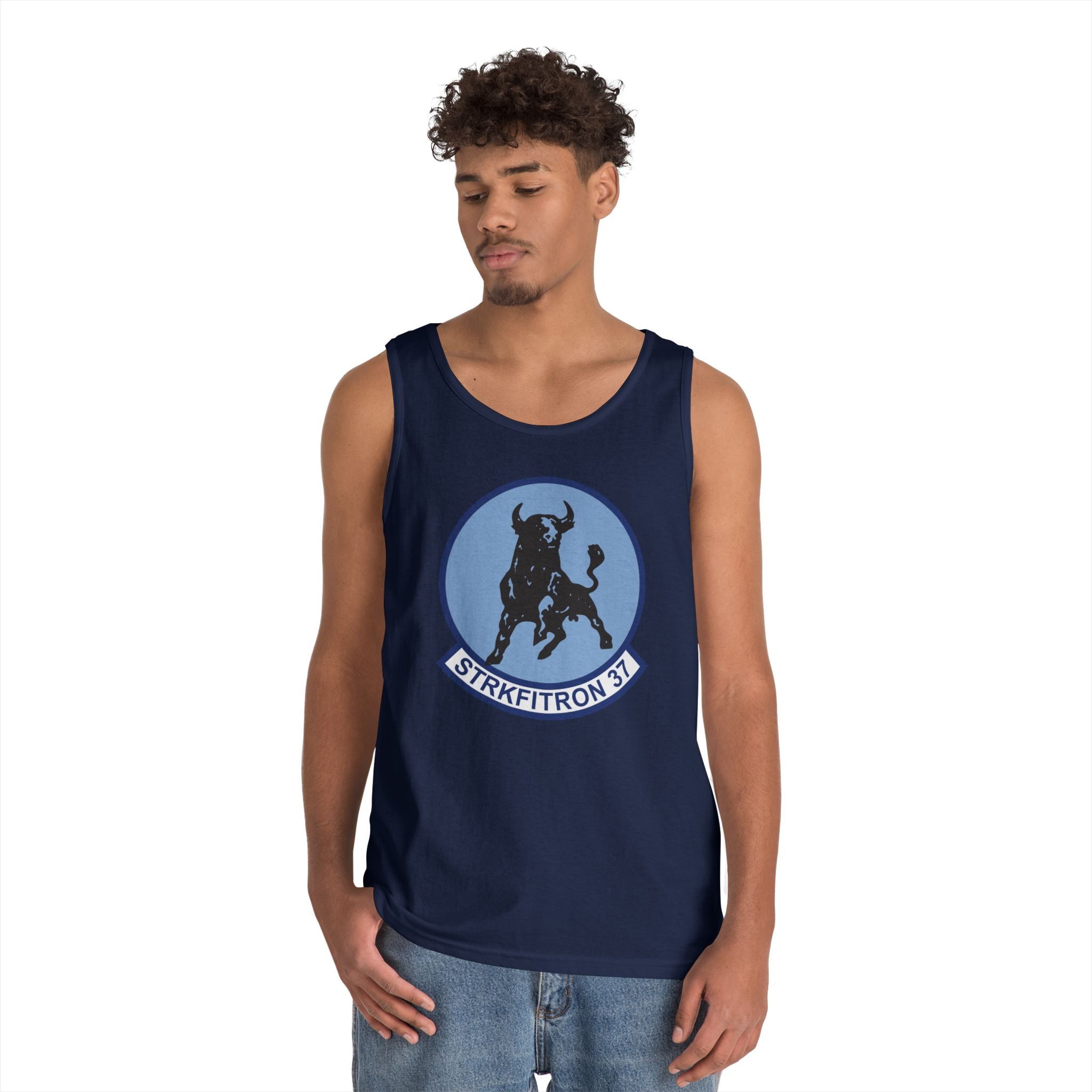 Unisex Heavy Cotton Tank Top - Navy - Strike Fighter Squadron 37 (VFA-37) wo txt