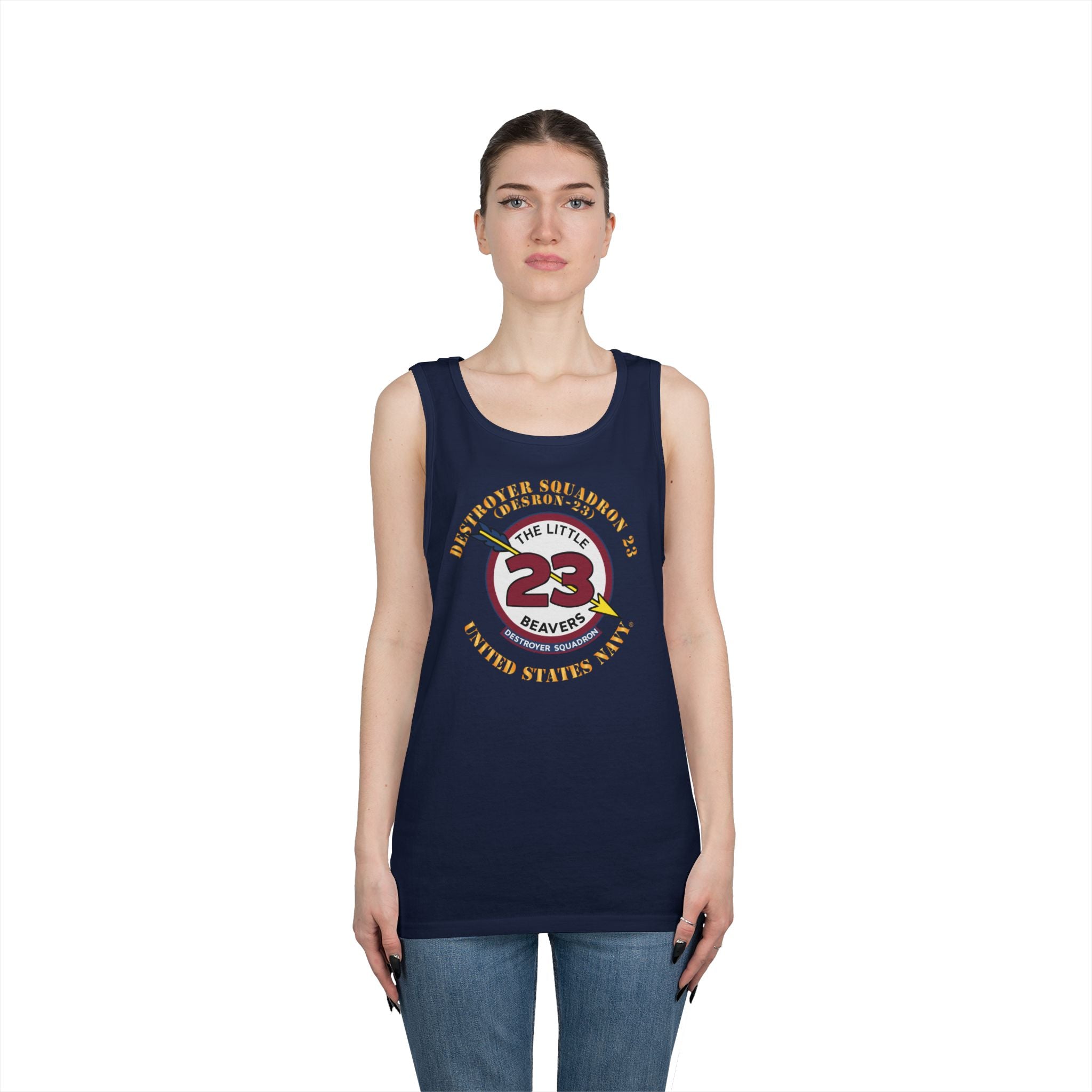 Unisex Heavy Cotton Tank Top - Navy - Destroyer Squadron 23 (DESRON-23)