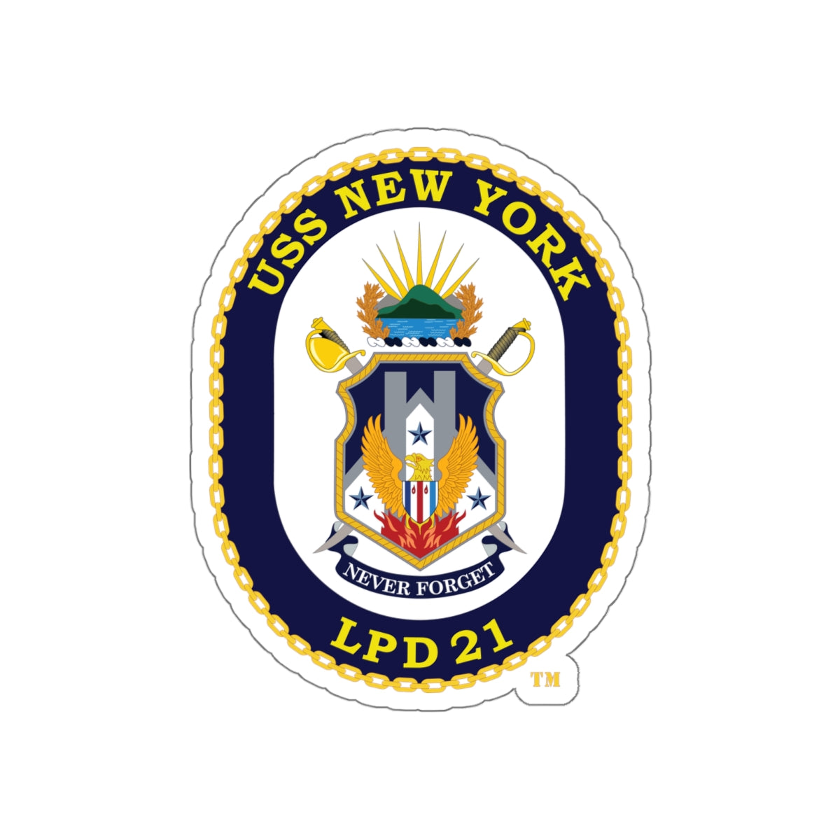 Die-Cut Vinyl Sticker - Navy - USS New York (LPD-21) wo txt
