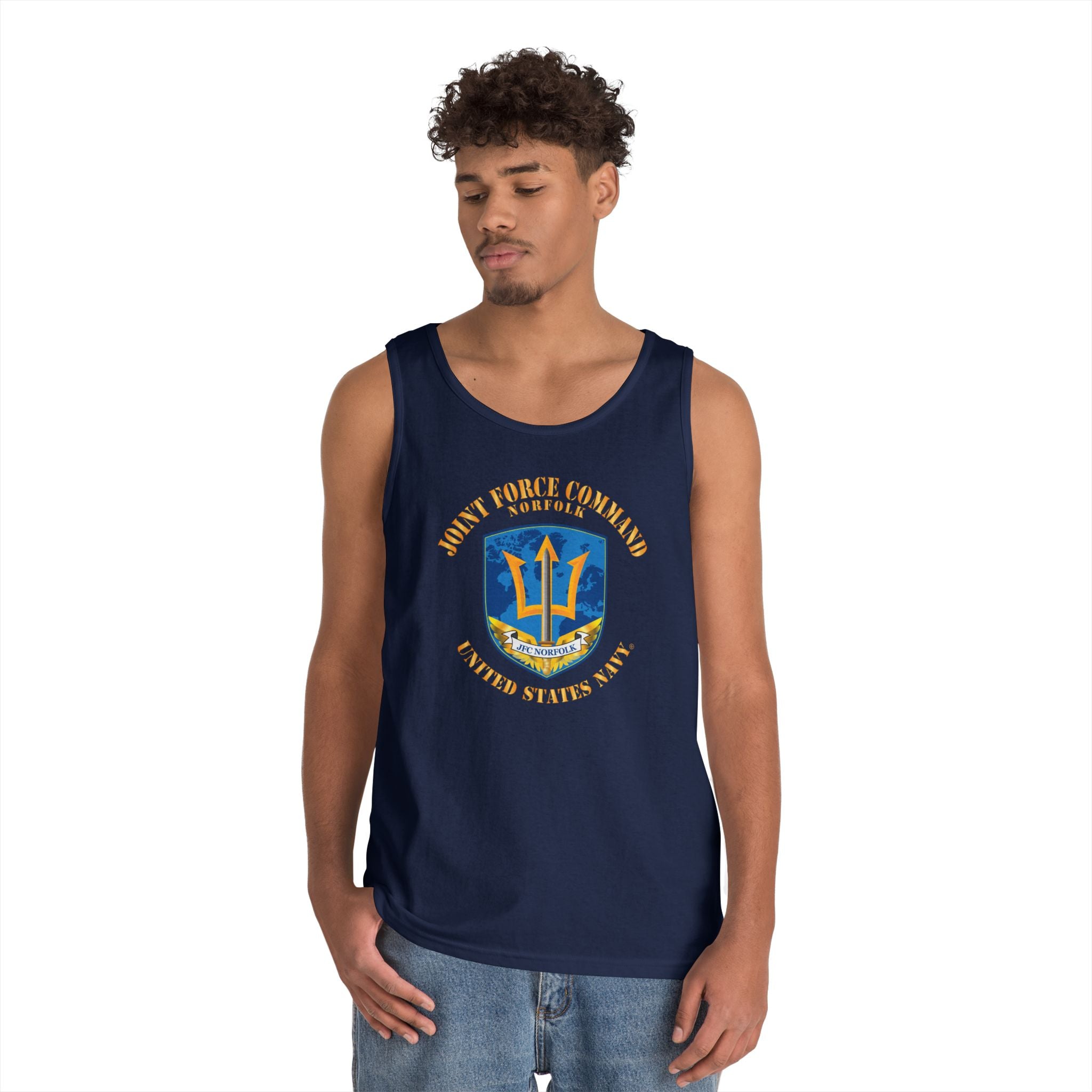 Unisex Heavy Cotton Tank Top - Navy - Joint Force Command - Norfolk