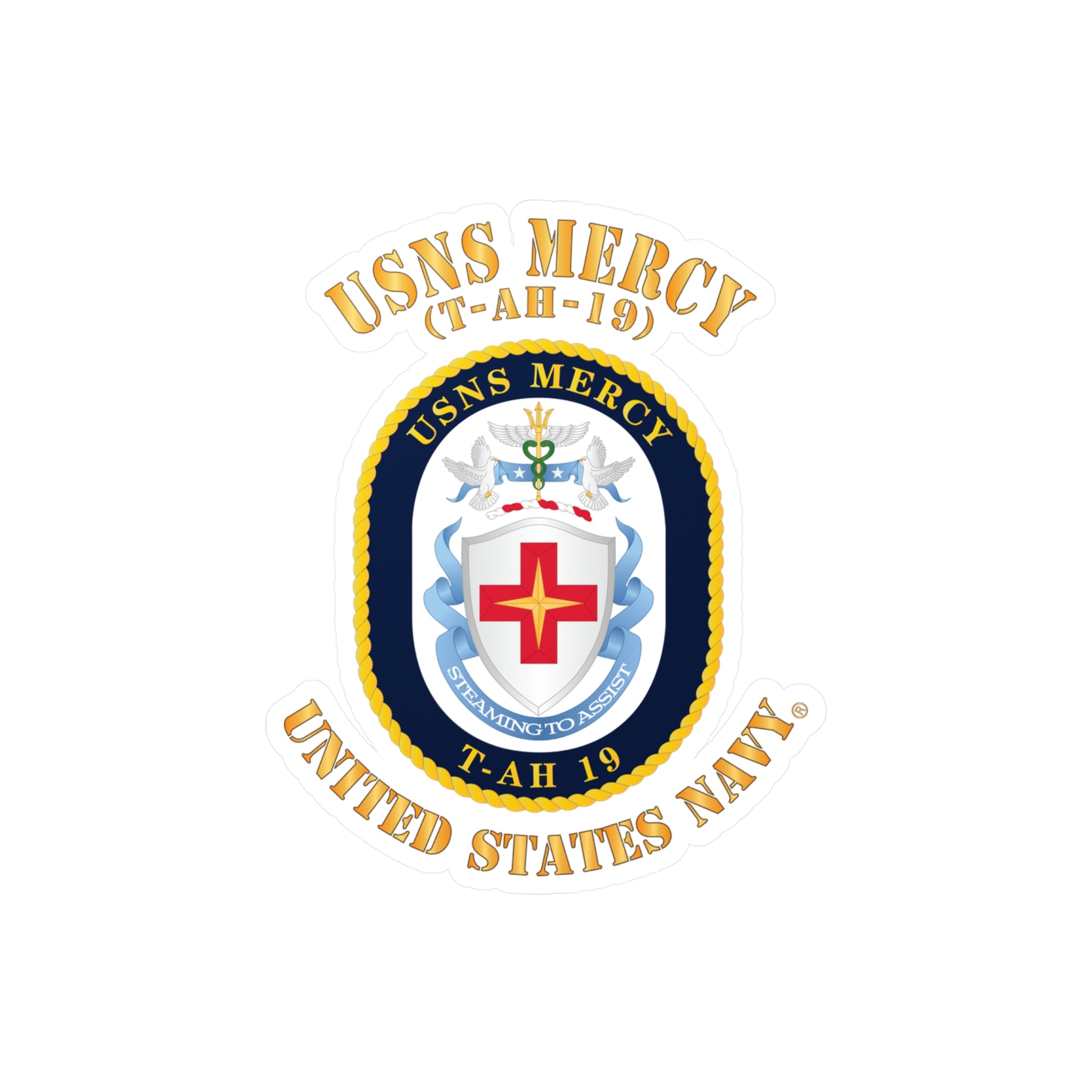 Kiss-Cut Vinyl Decal - Navy - USNS Mercy (T-AH-19)