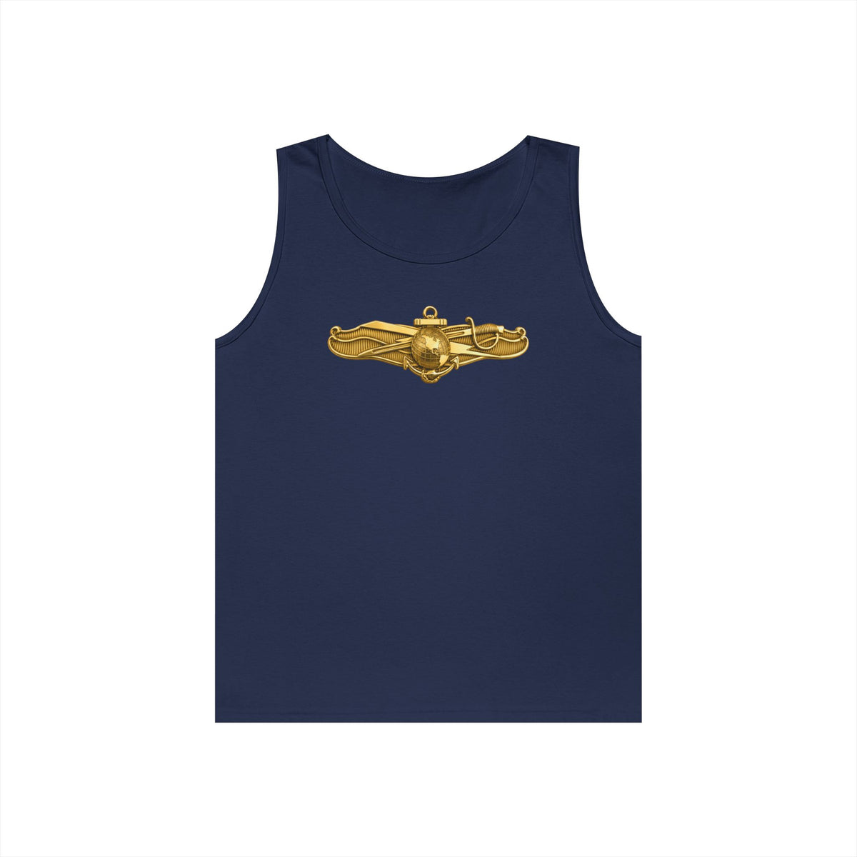Unisex Heavy Cotton Tank Top - Navy - Badge - Information Warfare wo txt - Officer - 3D - Enhanced