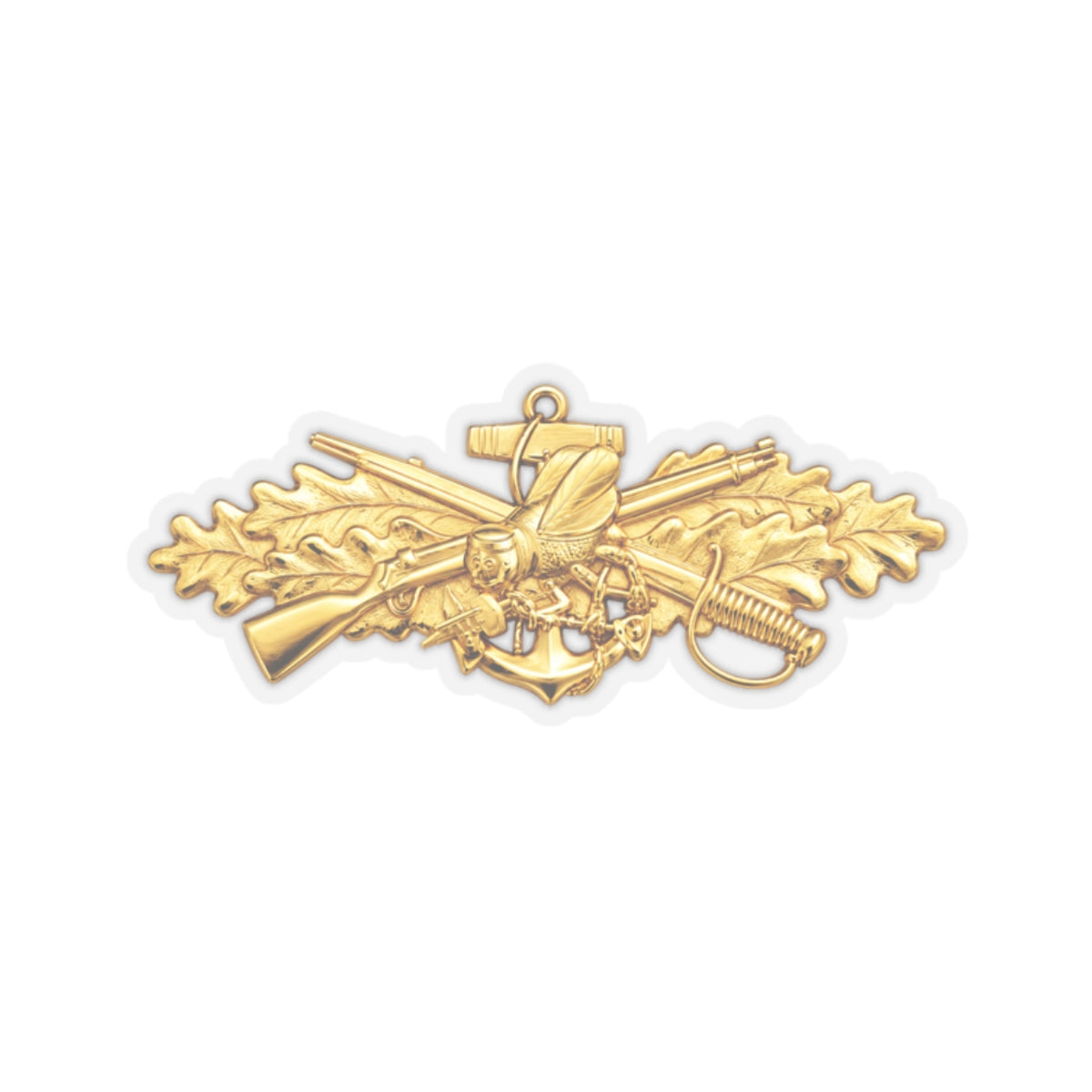 Kiss-Cut Stickers - Navy - Badge - Seabee combat warfare specialist wo txt - Officer - 3D - Enhanced