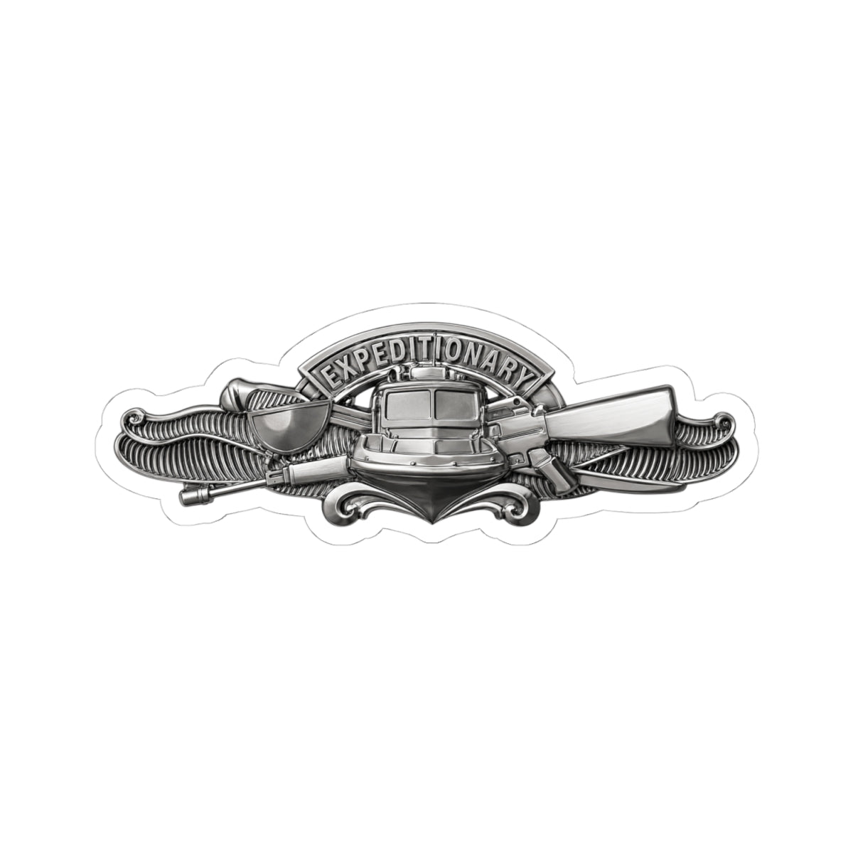 Kiss-Cut Stickers - Navy - Badge - Expeditionary Warfare (EXW) wo txt - Officer - 3D - Enhanced