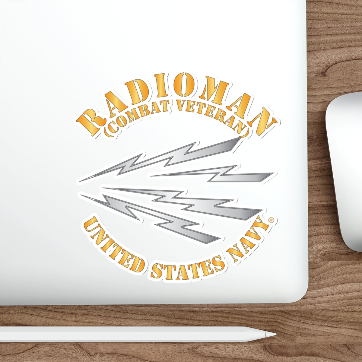 Die-Cut Vinyl Sticker - Navy - Rate - Radioman (RM) - Combat Veteran