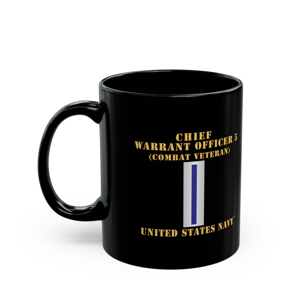 Black Mug (11oz, 15oz) - Navy - Chief Warrant Officer 5 - CW05 - Combat Veteran