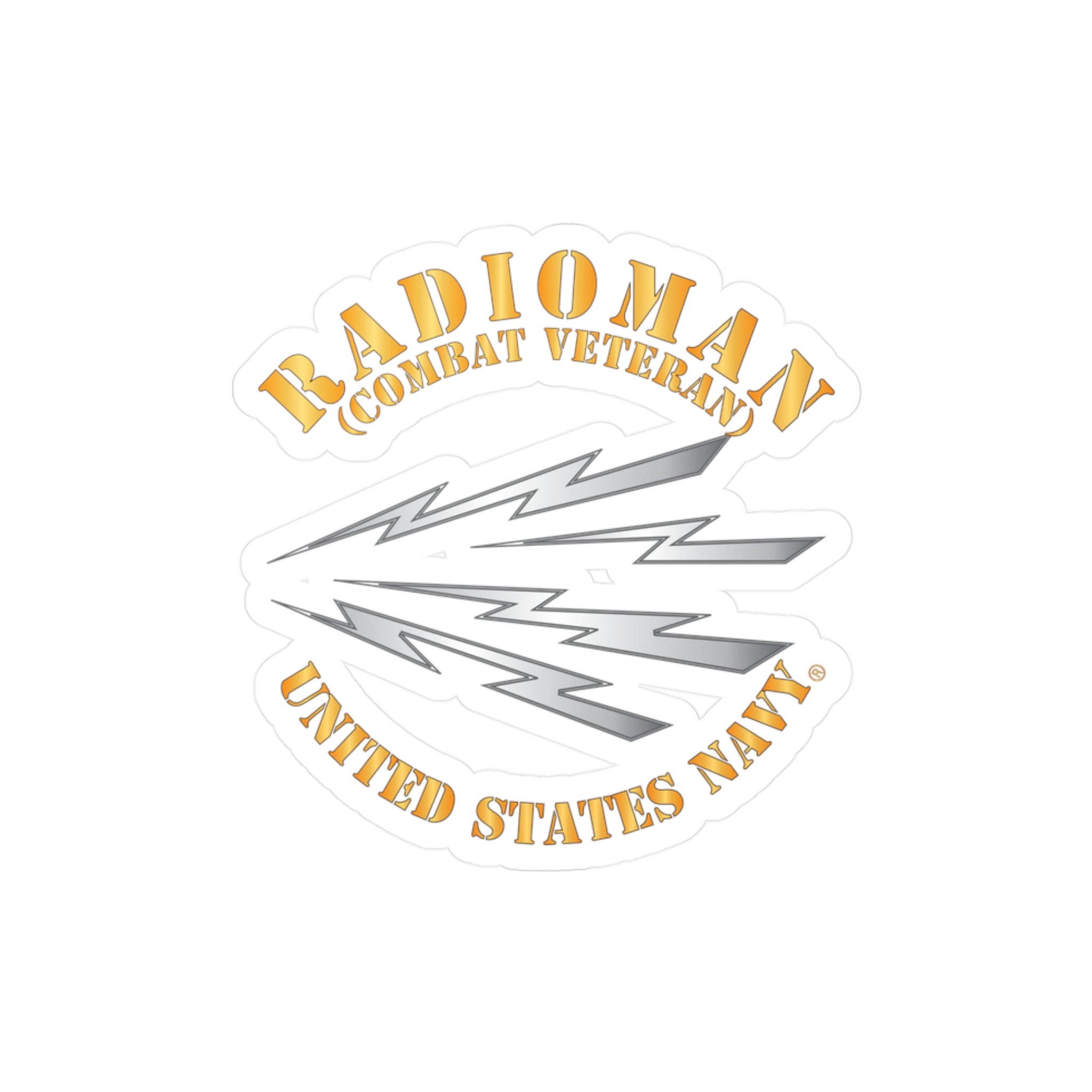 Kiss-Cut Vinyl Decal - Navy - Rate - Radioman (RM) - Combat Veteran