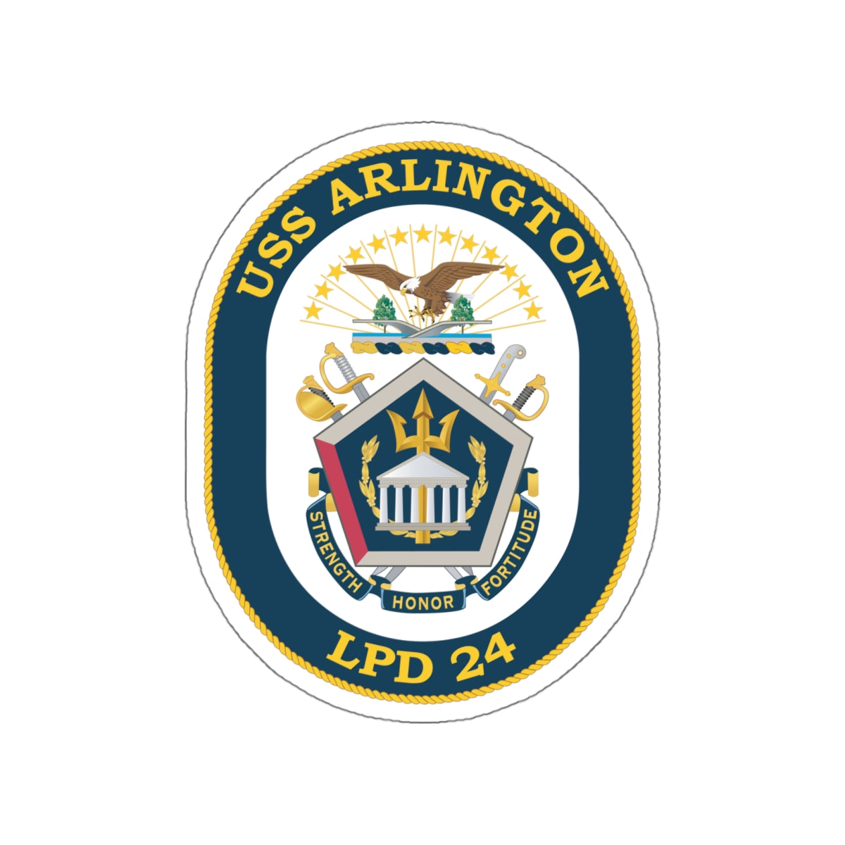 Die-Cut Vinyl Sticker - Navy - USS Arlington (LPD-24) wo txt