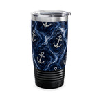 20oz Tumbler - Navy Anchor Wave