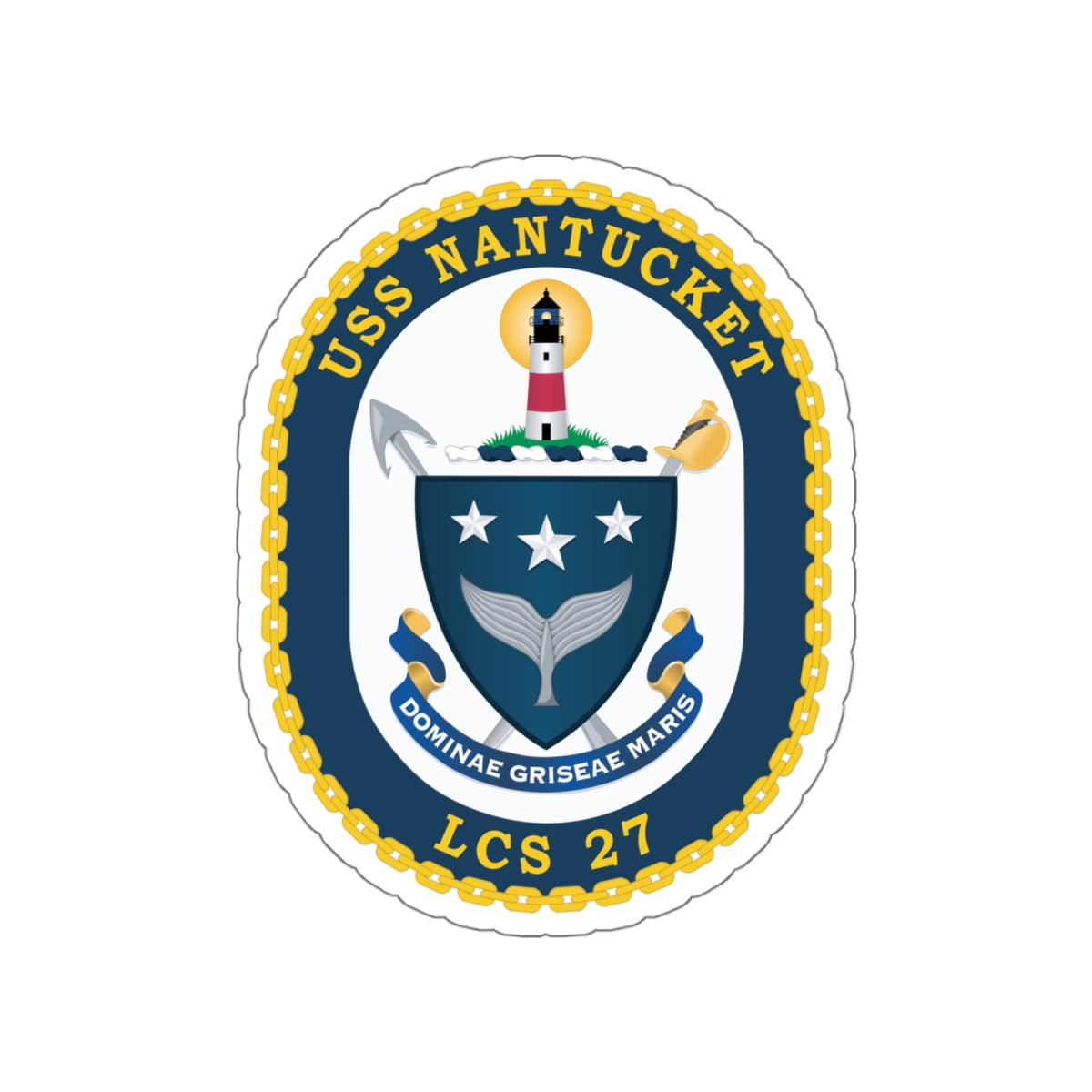 Die-Cut Vinyl Sticker - Navy - USS Nantucket (LCS-27) wo txt