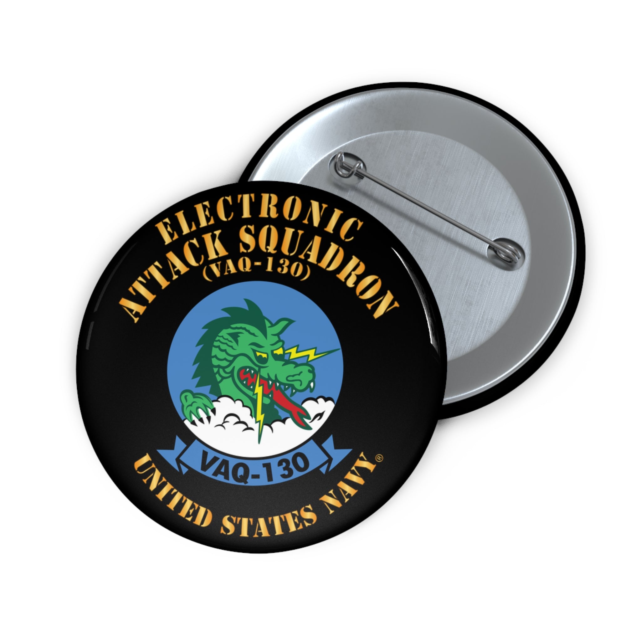 Custom Pin Button - Navy - Electronic Attack Squadron 130 (VAQ-130)