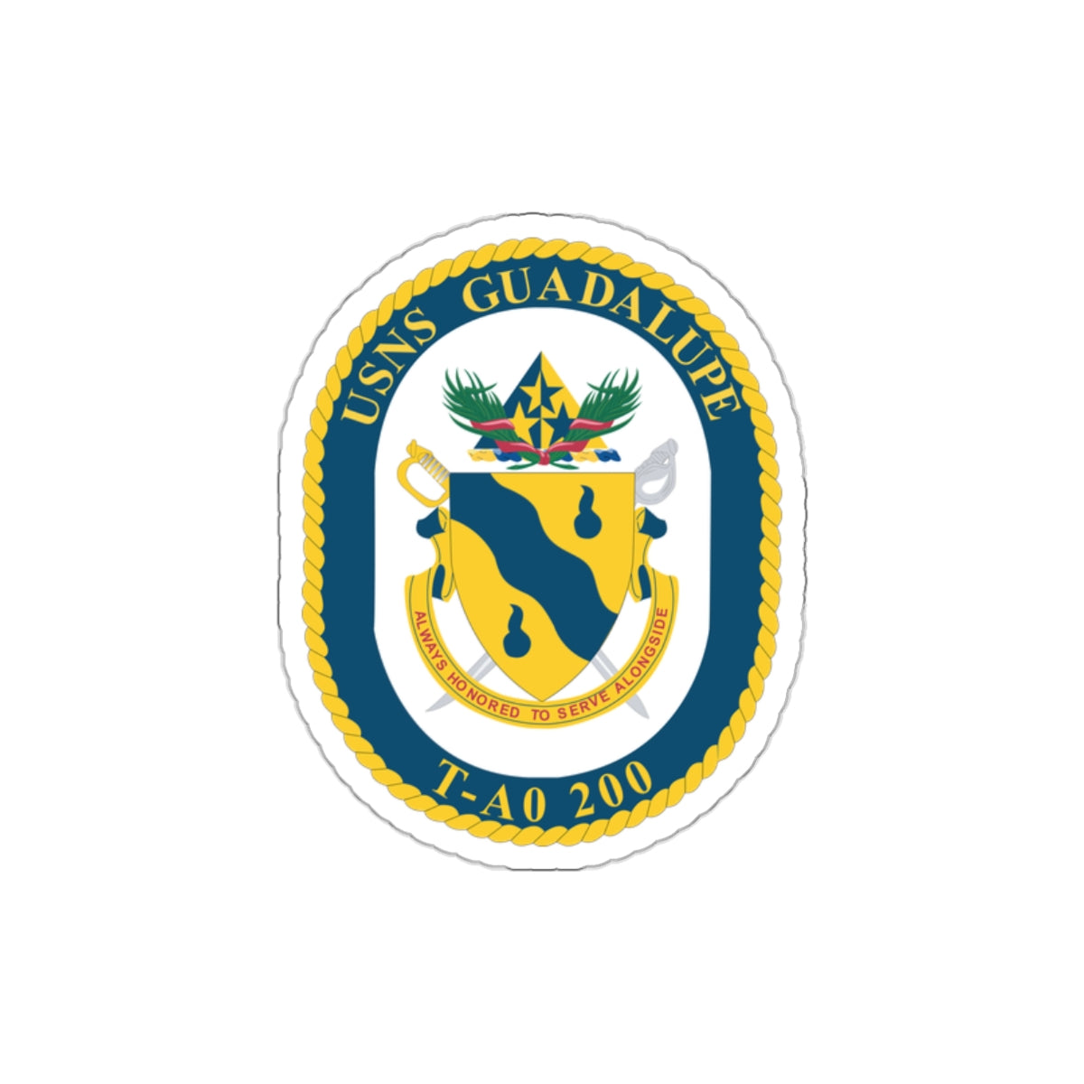 Die-Cut Vinyl Sticker - Navy - USNS Guadalupe (T-AO 200) wo txt X 300